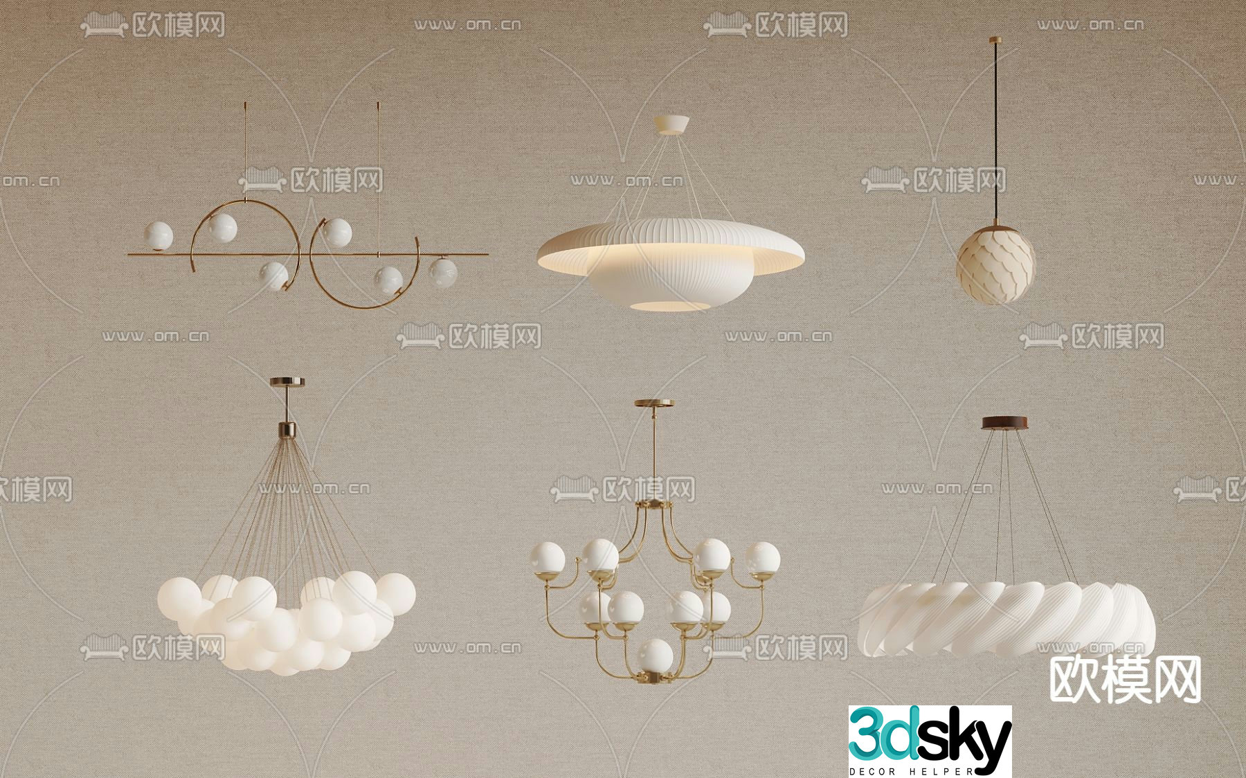 Cream style chandelier hall chandelier 3d model