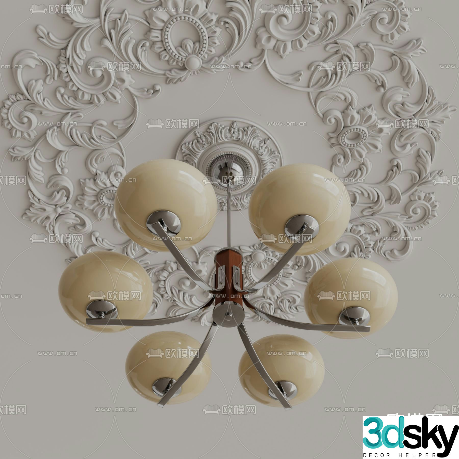 Medieval style chandelier 3d model