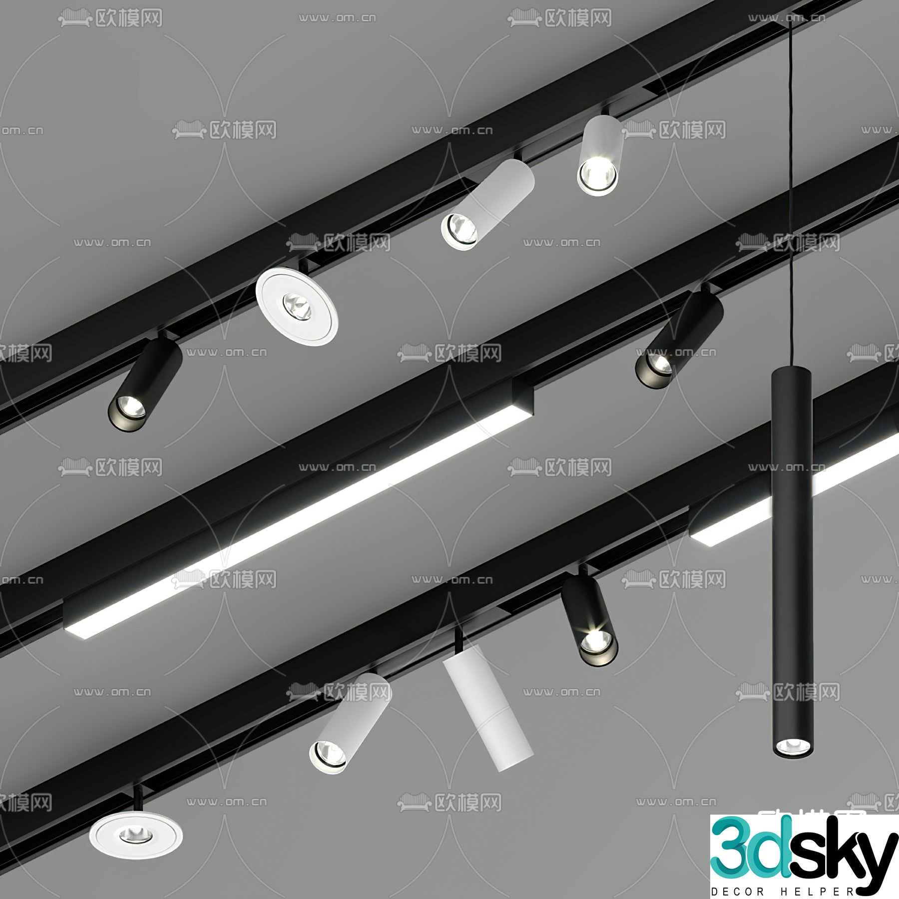 Magnetic lamp downlight spotlight track lamp 3d model