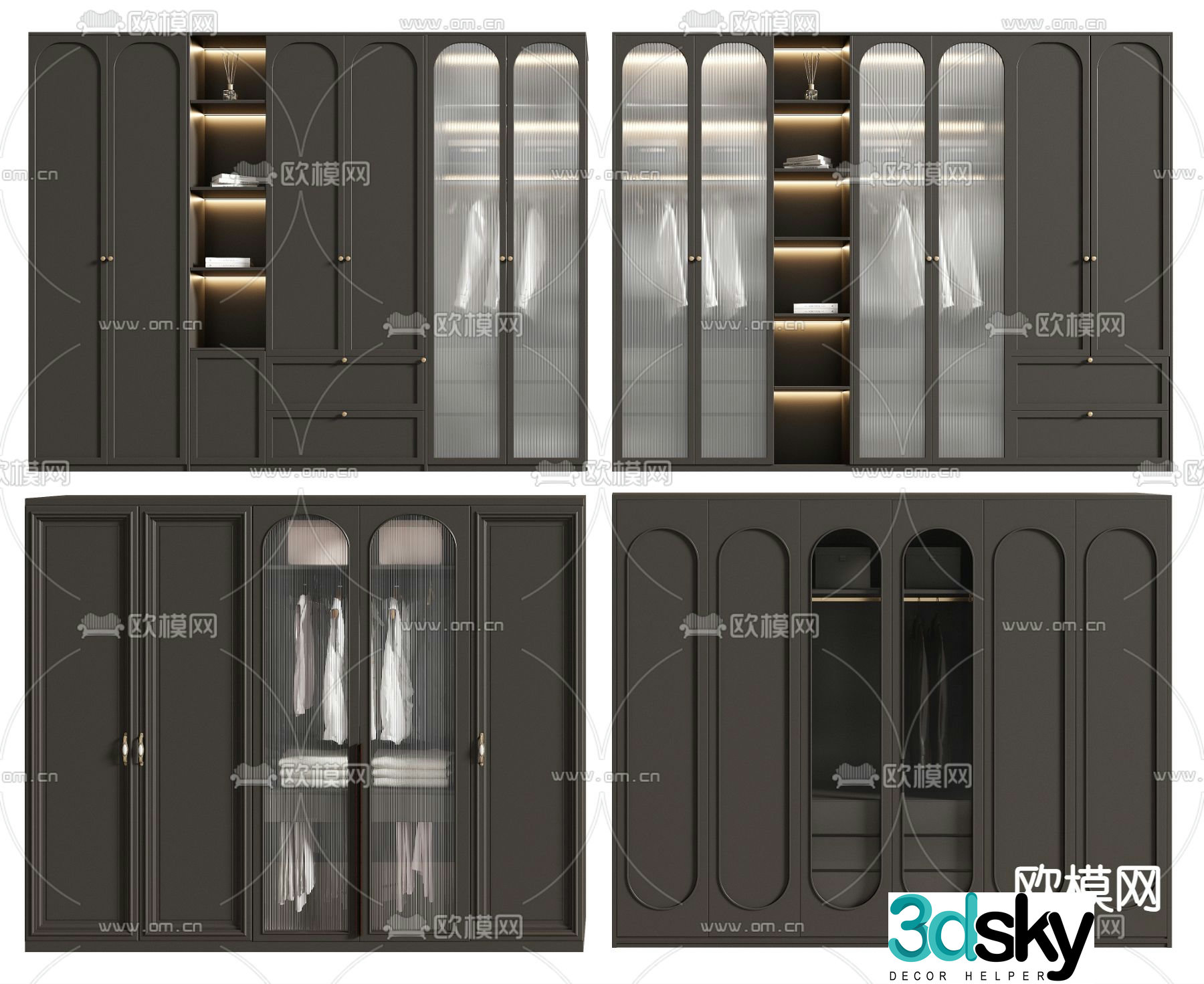 French wardrobe glass wardrobe decorative wardrobe 3d model
