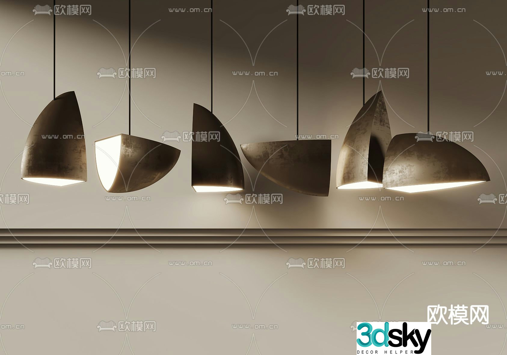 Modern metal art chandelier 3d model