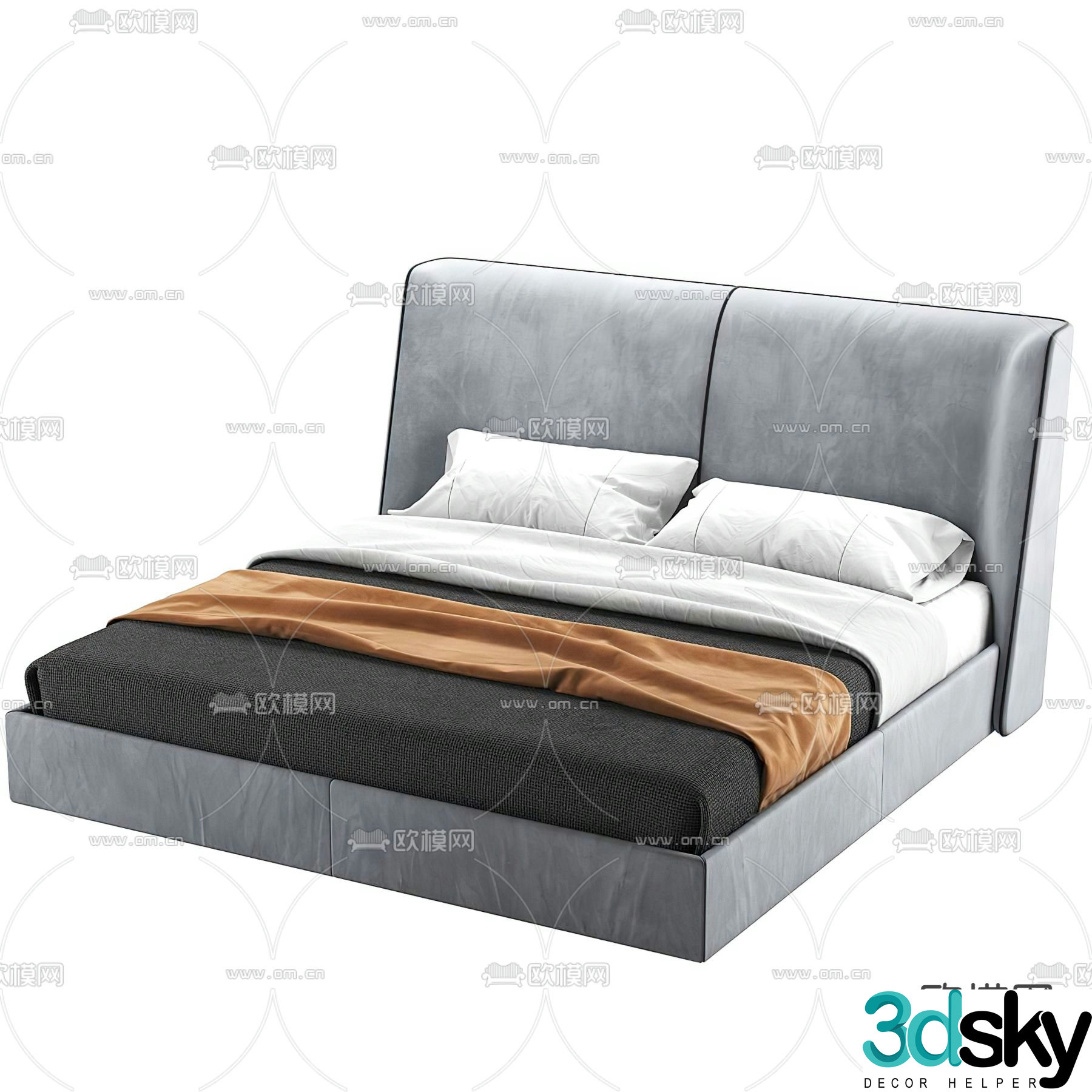 Double bed fabric double bed 3d model