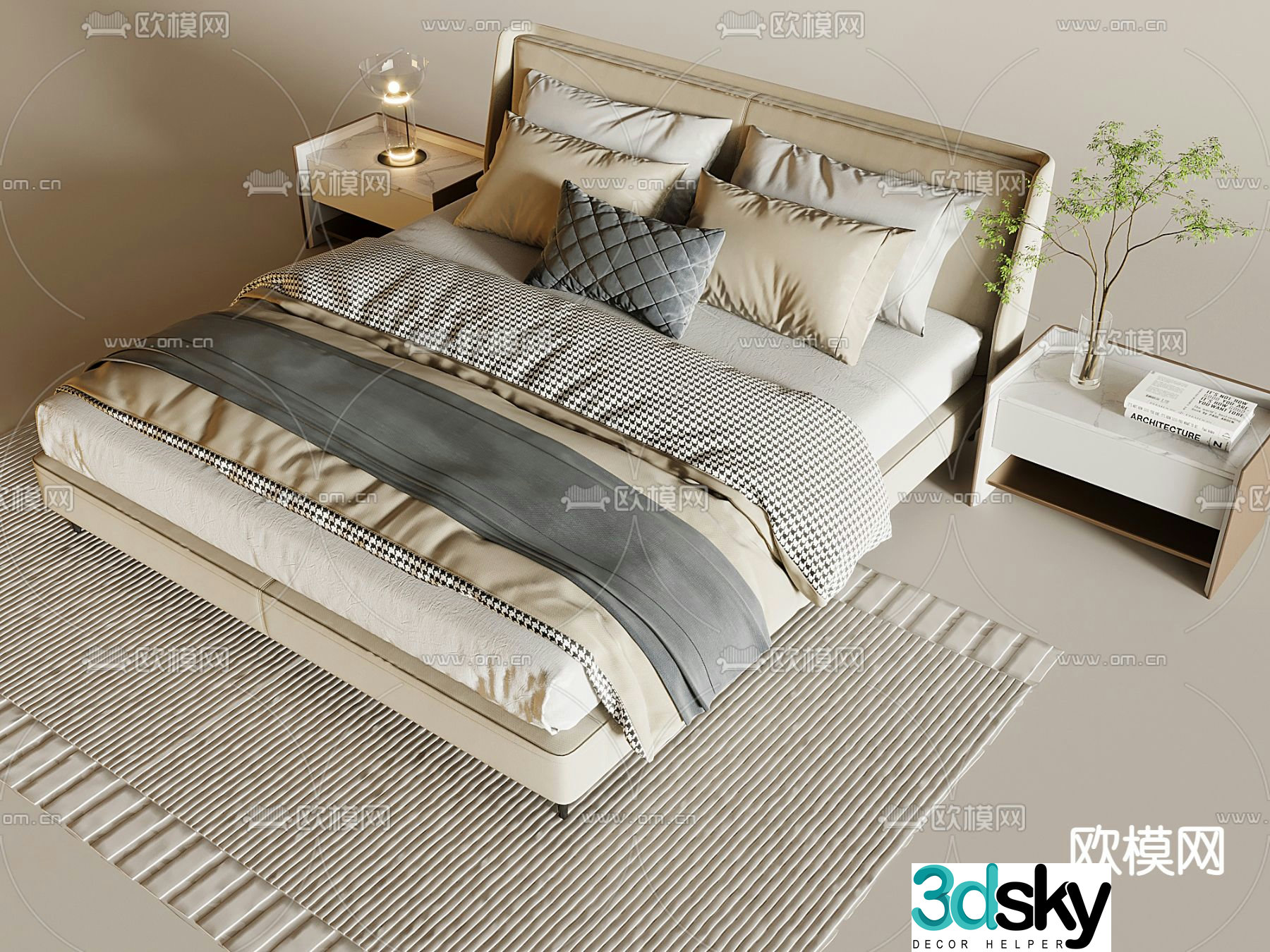 Double bed 3d model