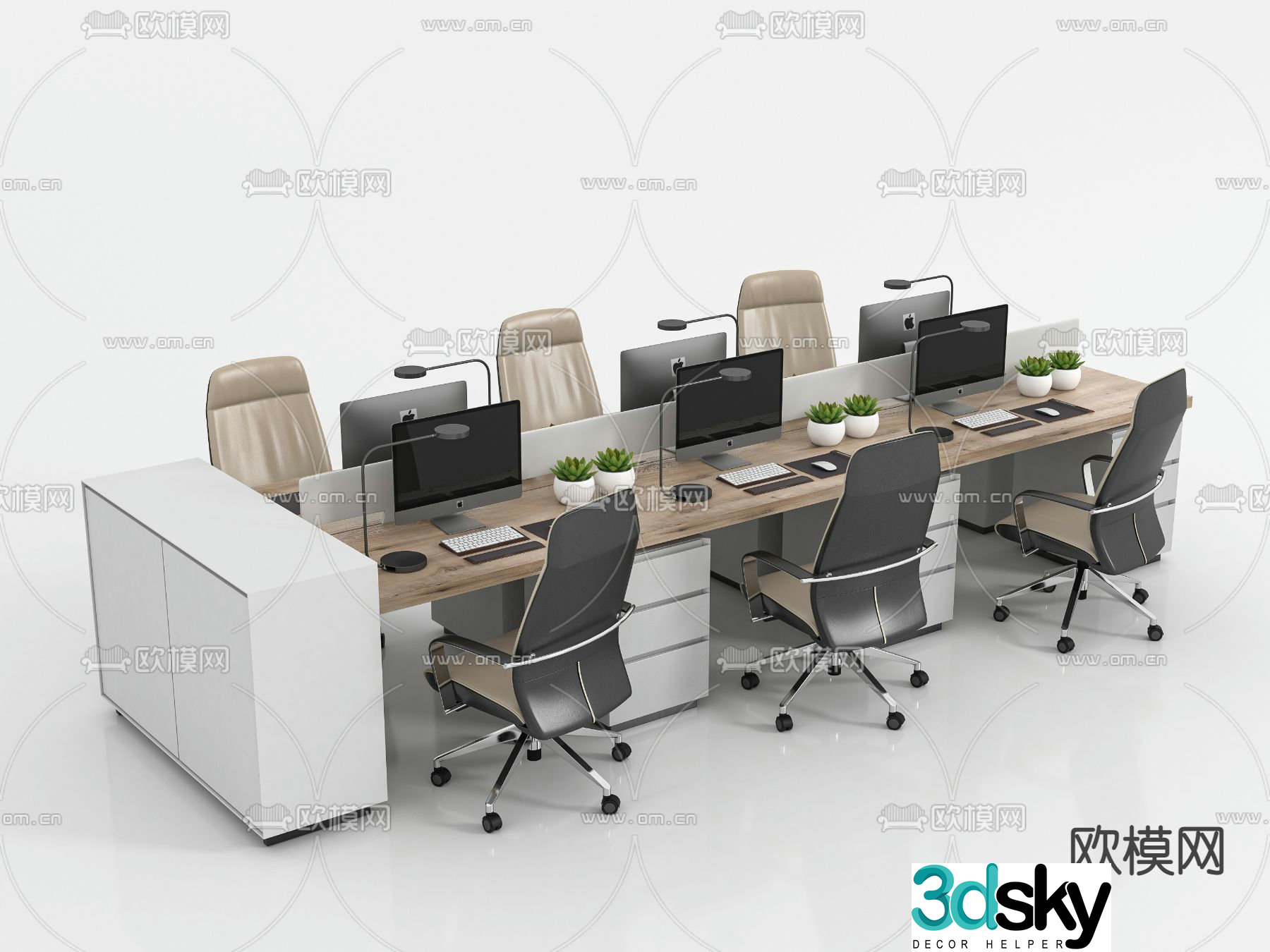 Office desk and chair combination 3d model