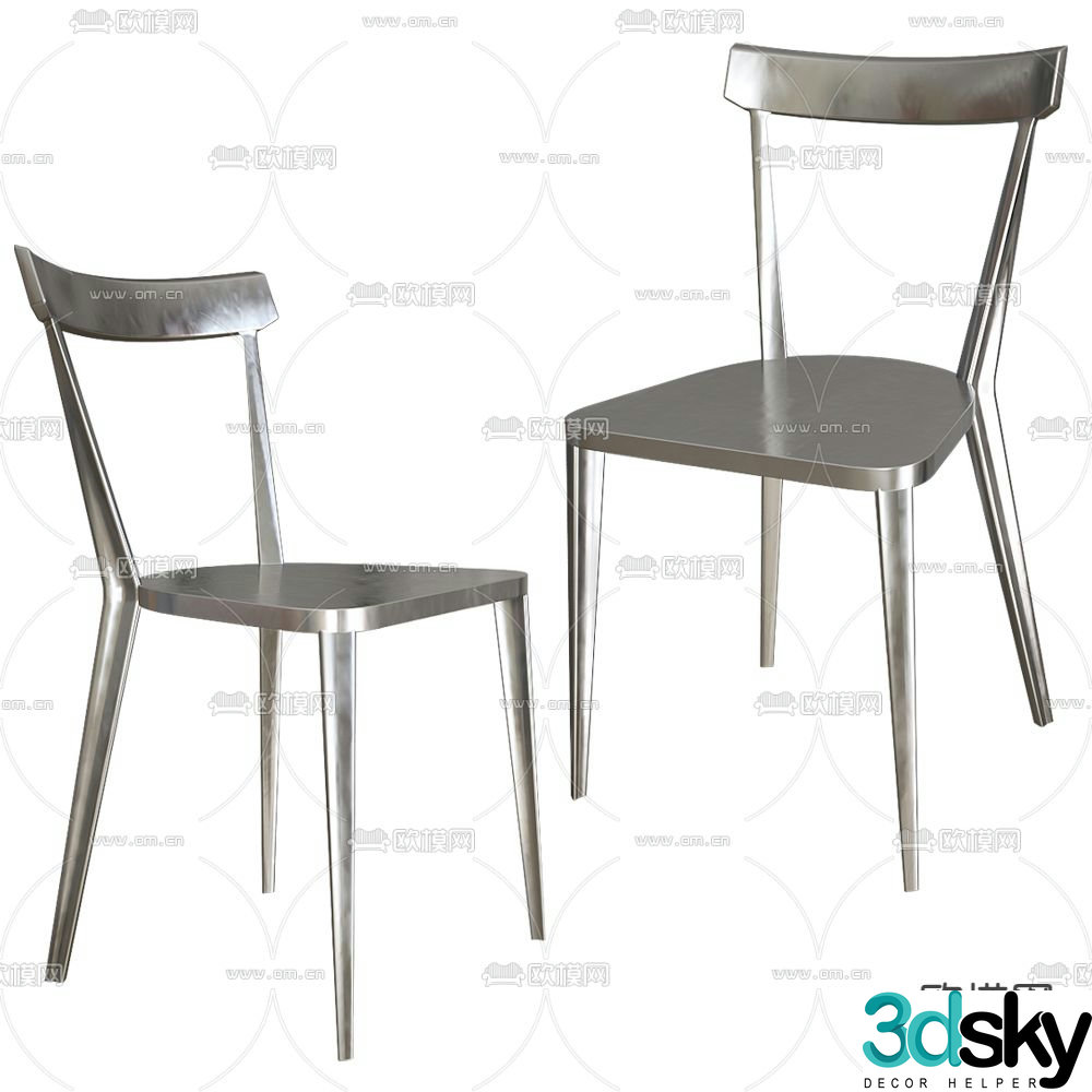 Stainless steel chair industrial style chair 3d model