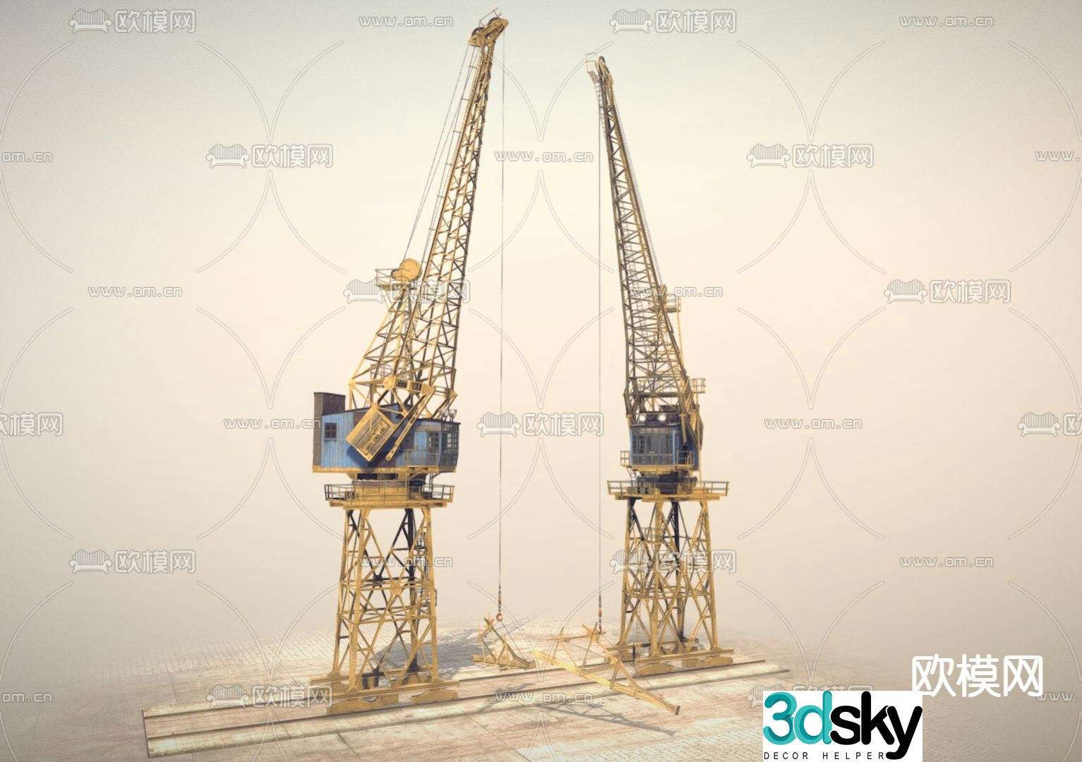 Industrial tower crane crane 3d model