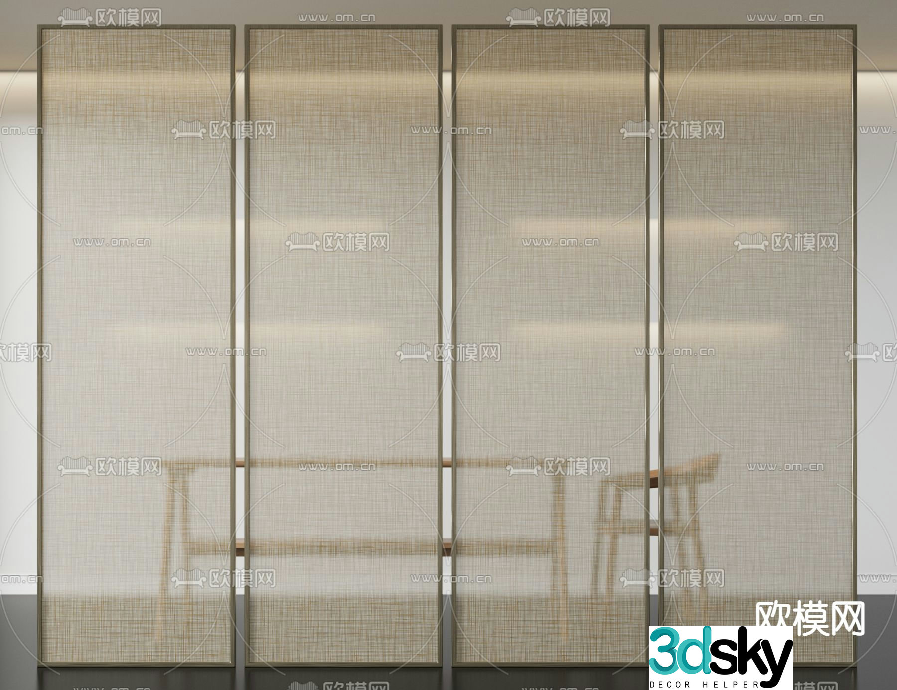 Wired glass partition 3d model