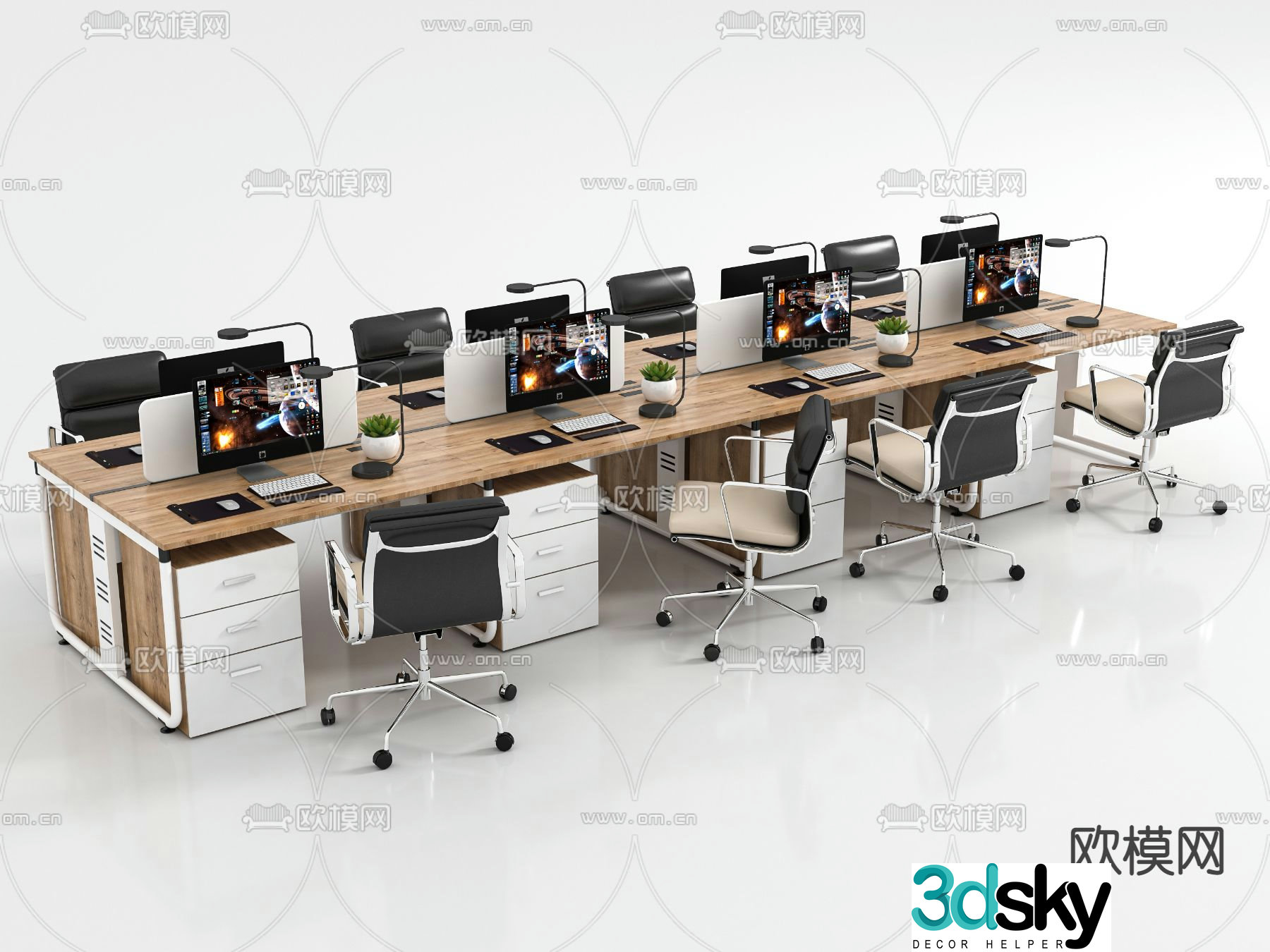 Office desk and chair desk 3d model