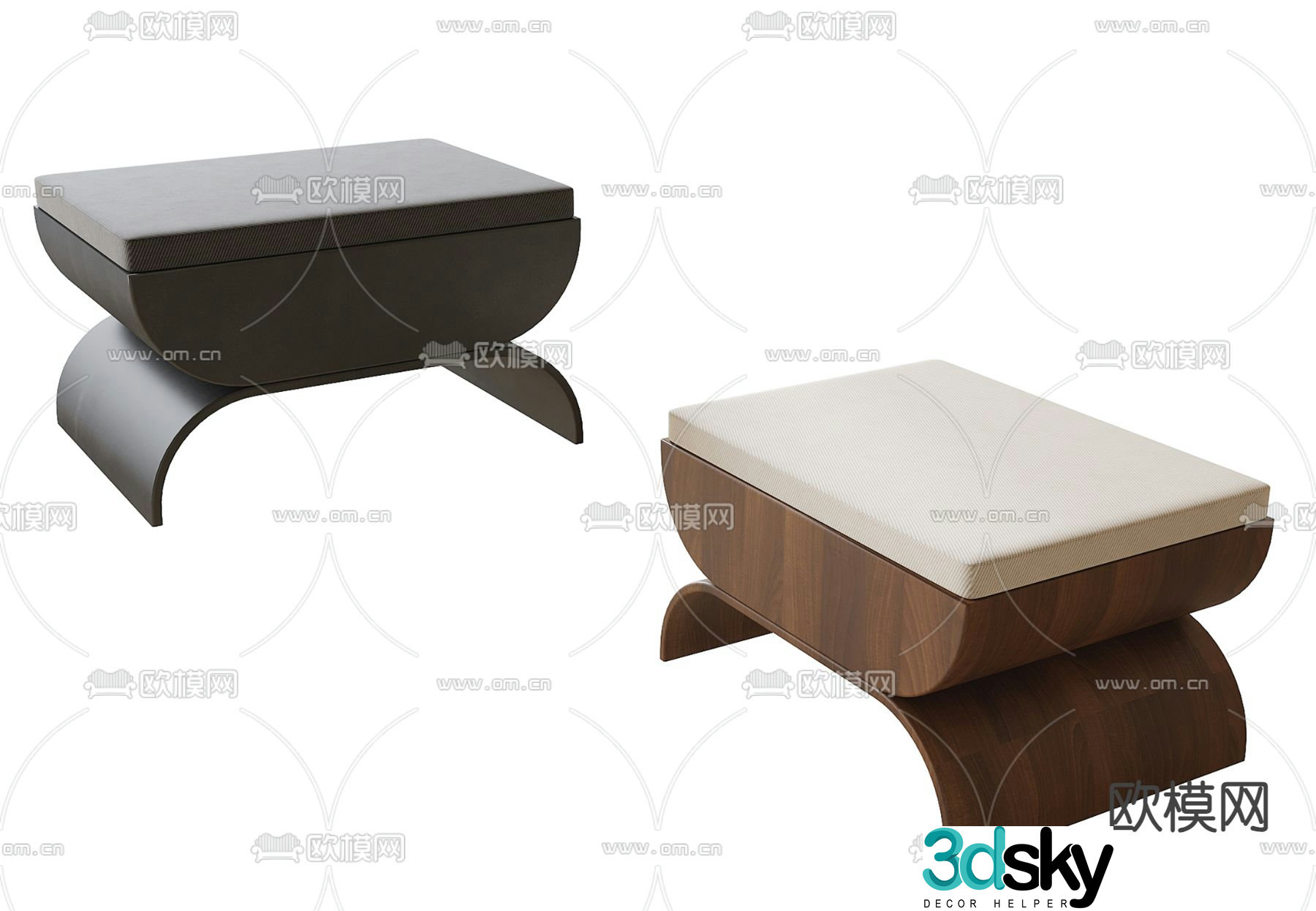 modern wooden stool square stool stool 3d model