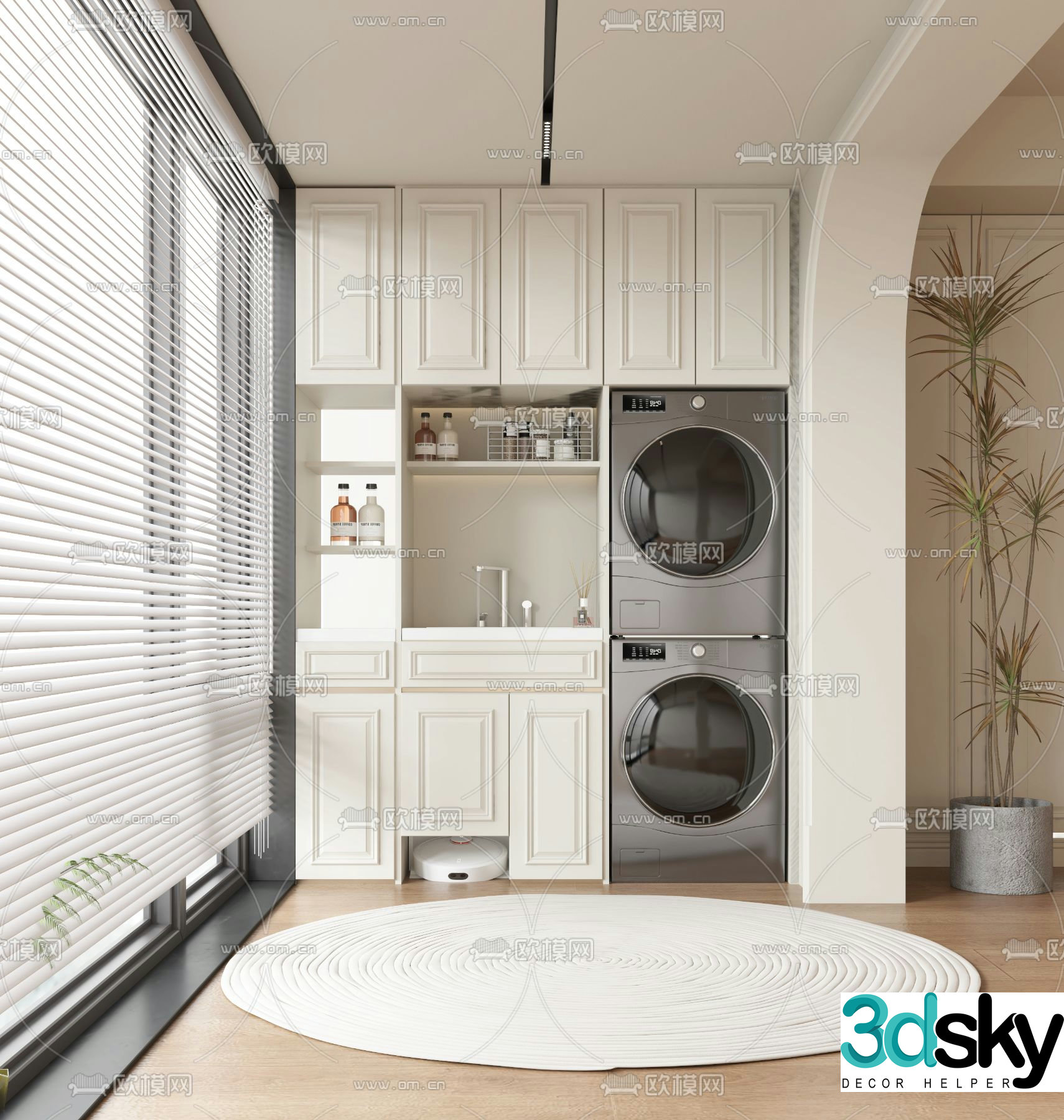 American balcony cabinet washing cabinet 3d model