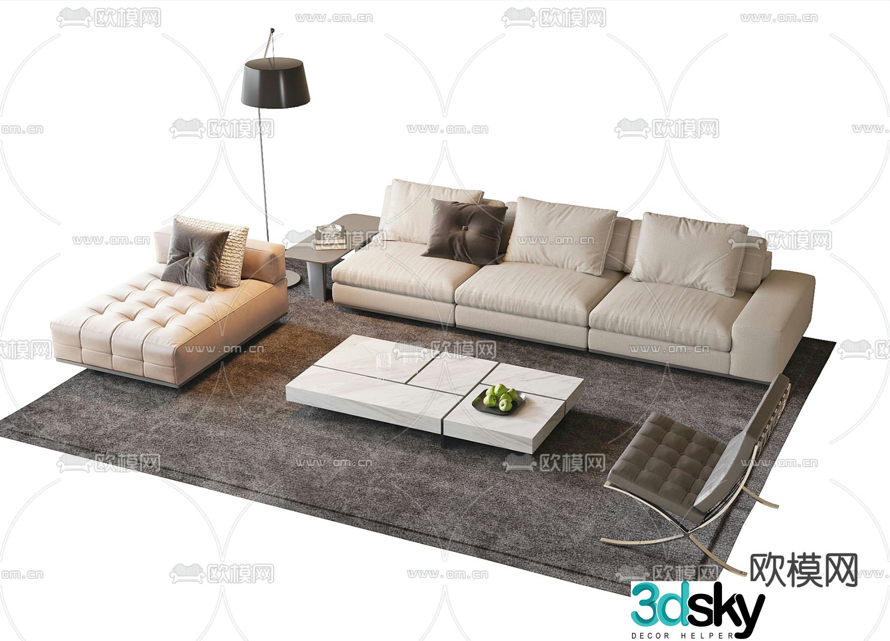 Modern sectional sofa 3d model