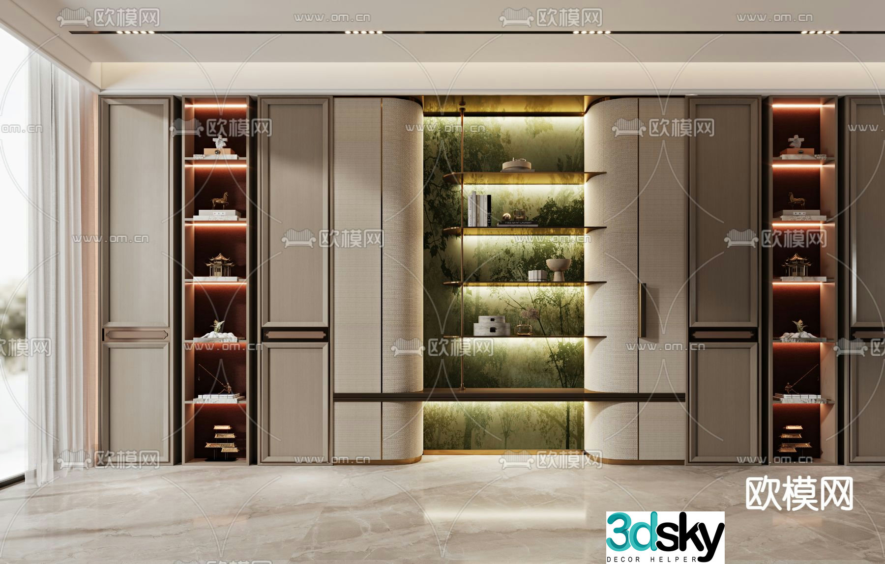New Chinese style decorative cabinet 3D model