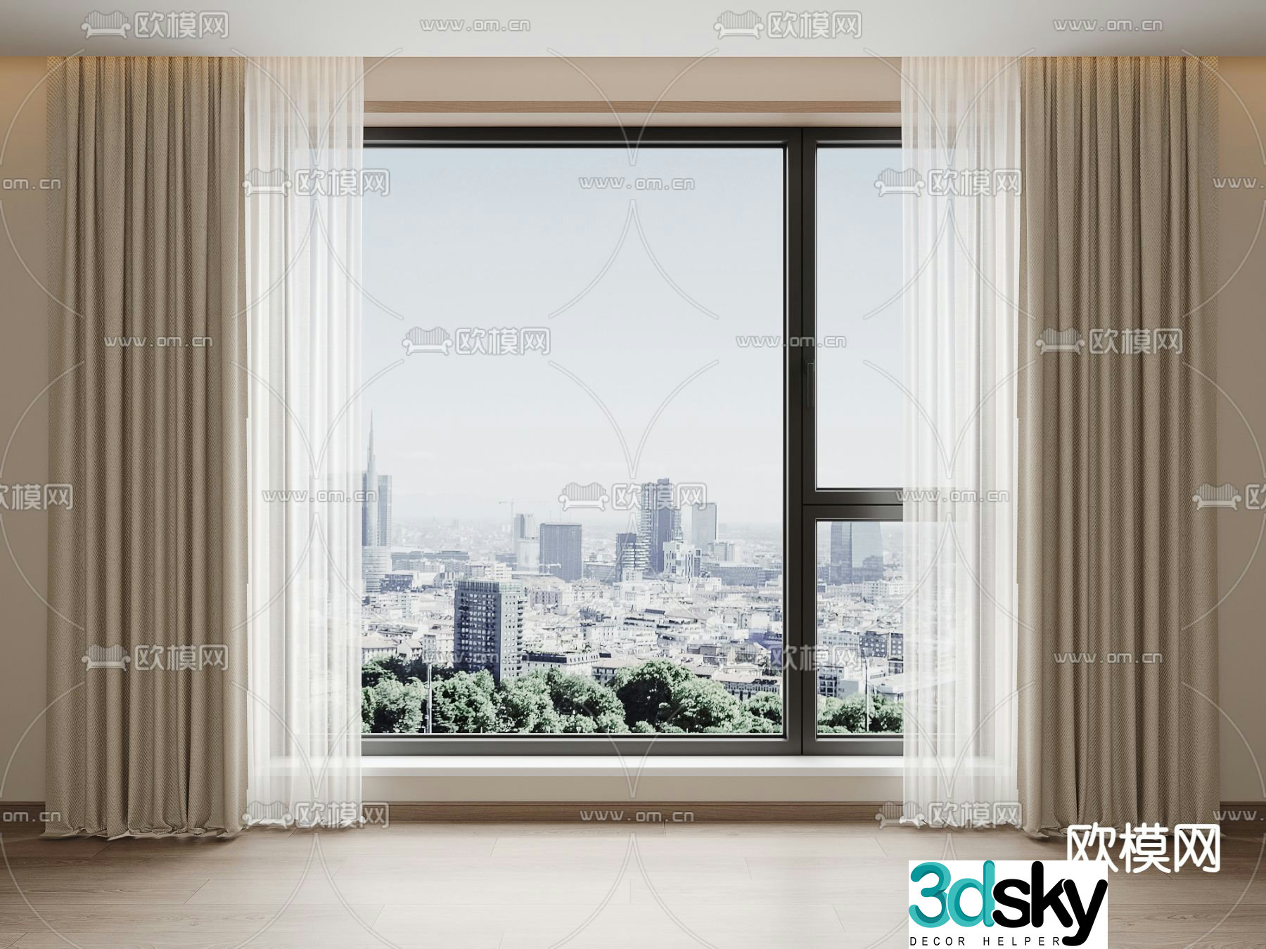 Plain curtains 3d model