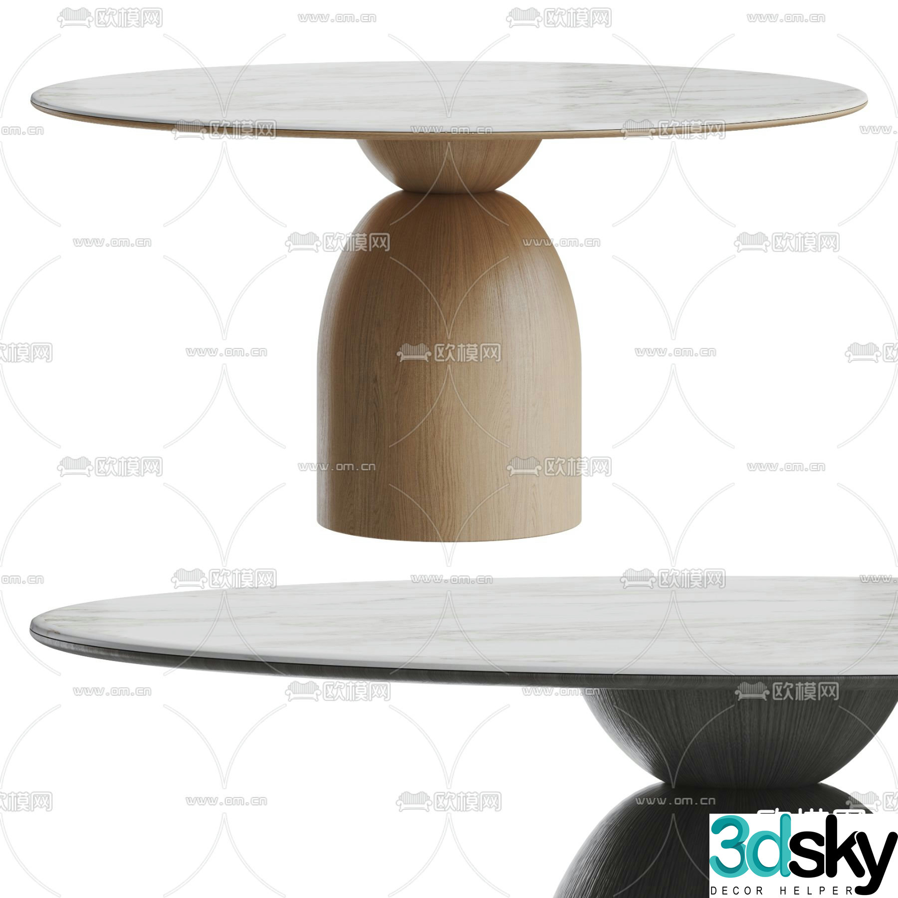 Round dining table 3d model