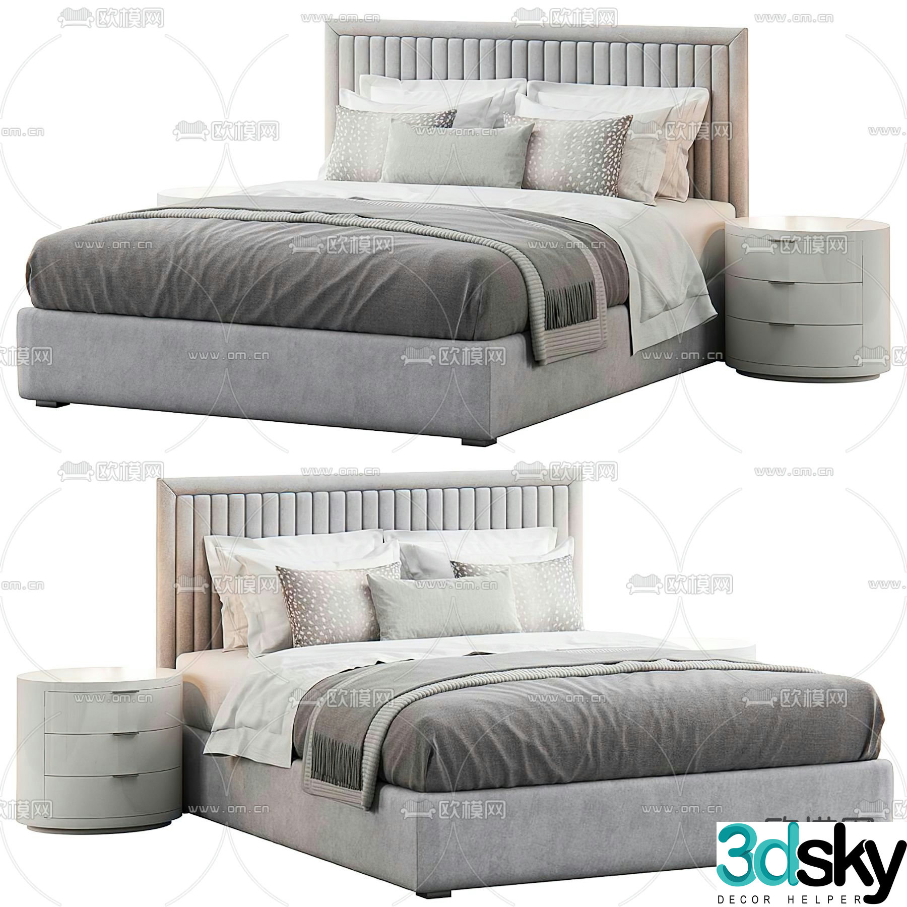 fabric double bed double bed 3d model