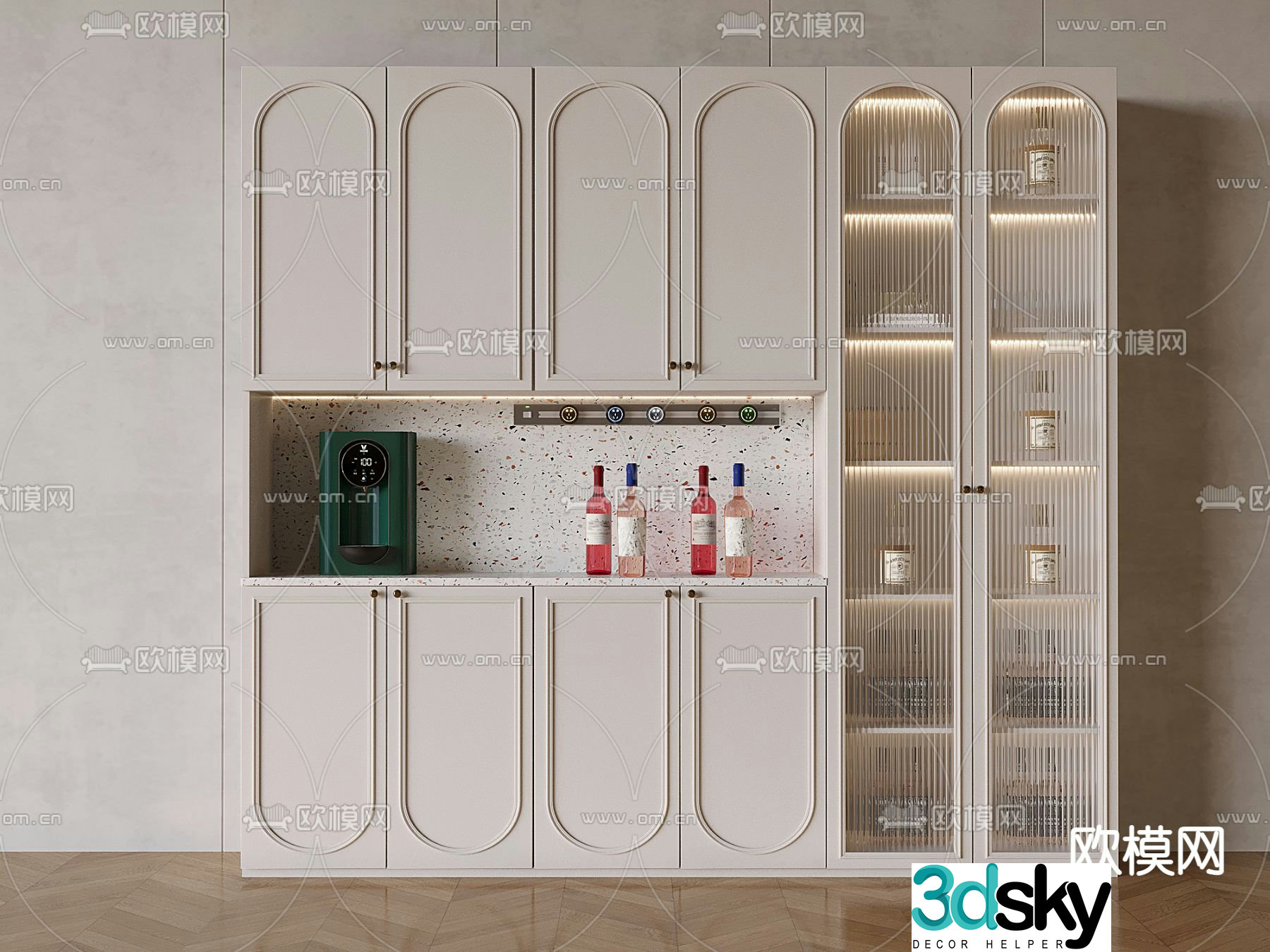 French wine cabinet glass wine cabinet 3d model