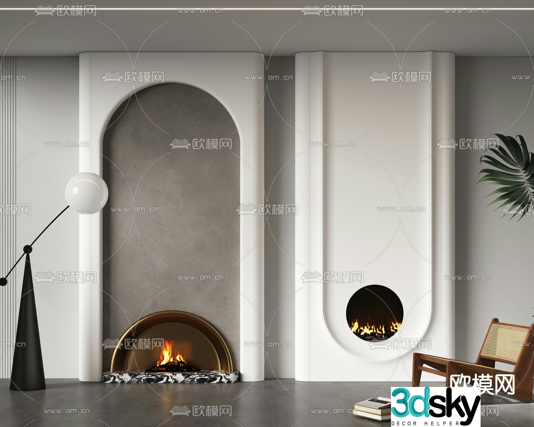 Modern fireplace 3d model