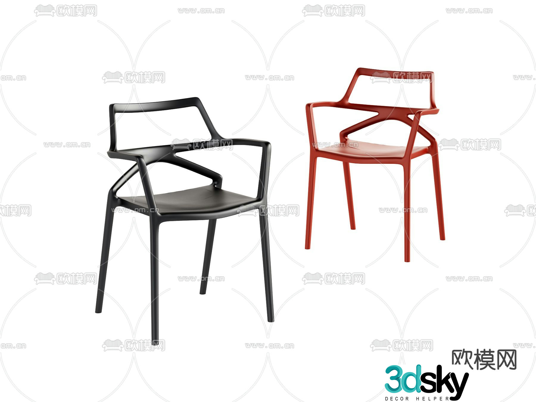 Simple dining chair chair iron chair 3d model