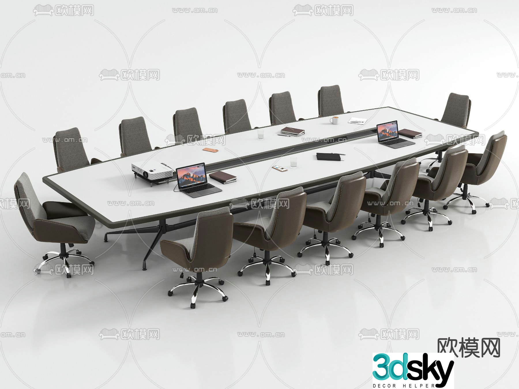 Conference table and chair combination 3d model