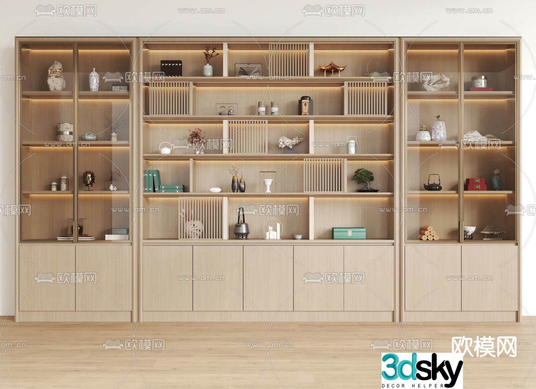 New Chinese style bookshelf storage rack display rack 3d model