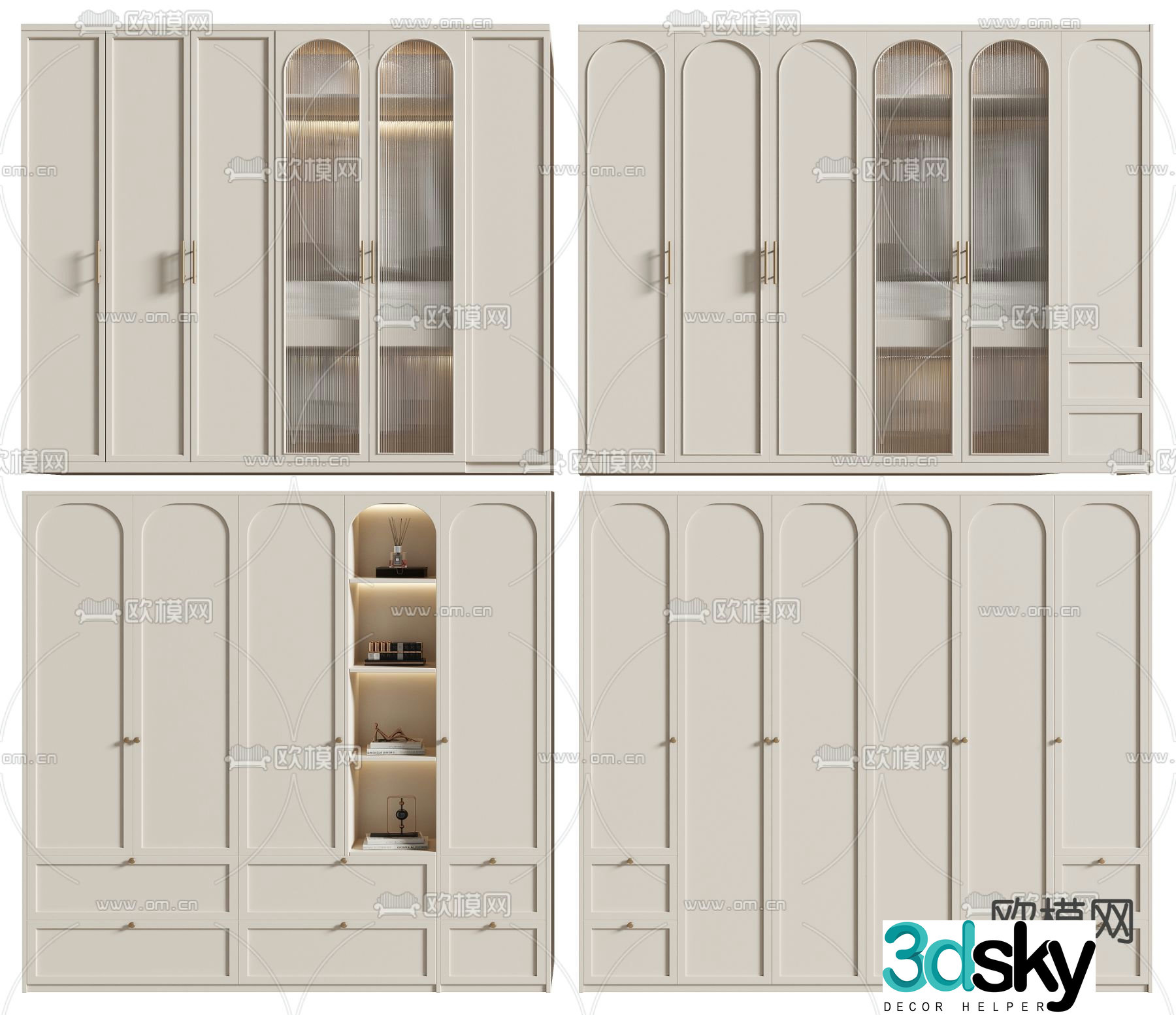 French wardrobe glass wardrobe decorative wardrobe 3d model