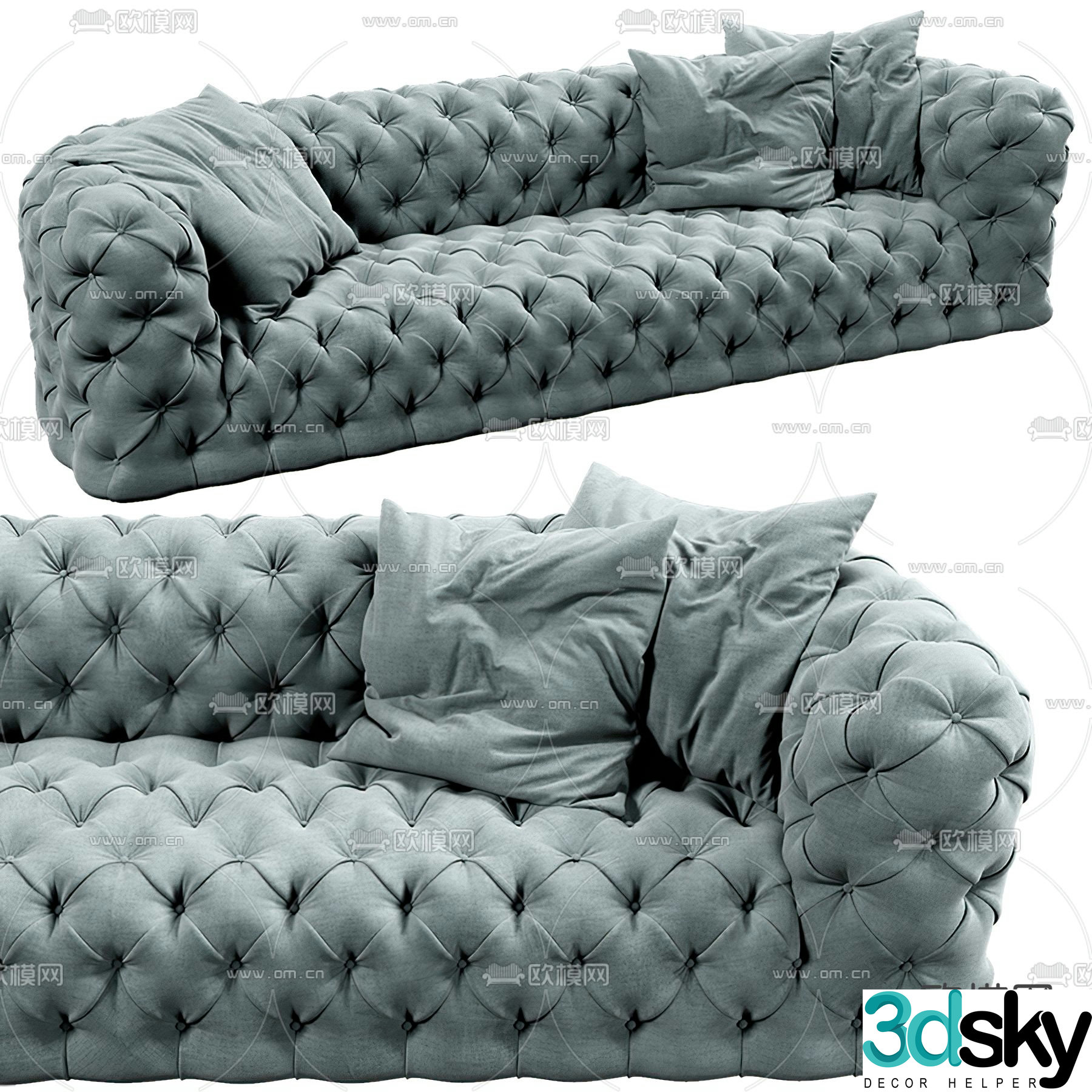 Double sofa upholstered sofa 3d model