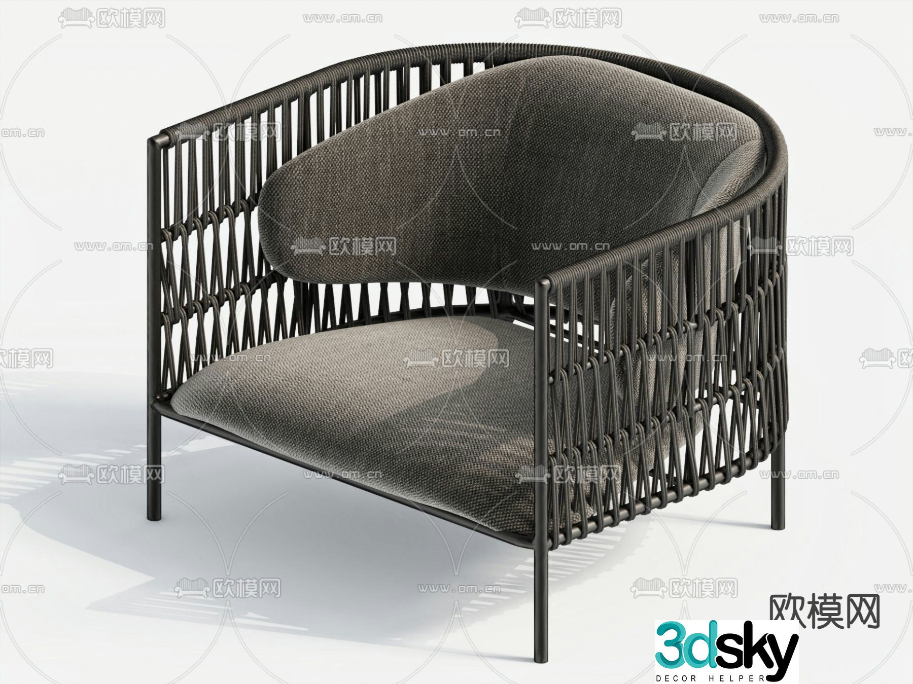 Simple rattan chair leisure chair 3d model