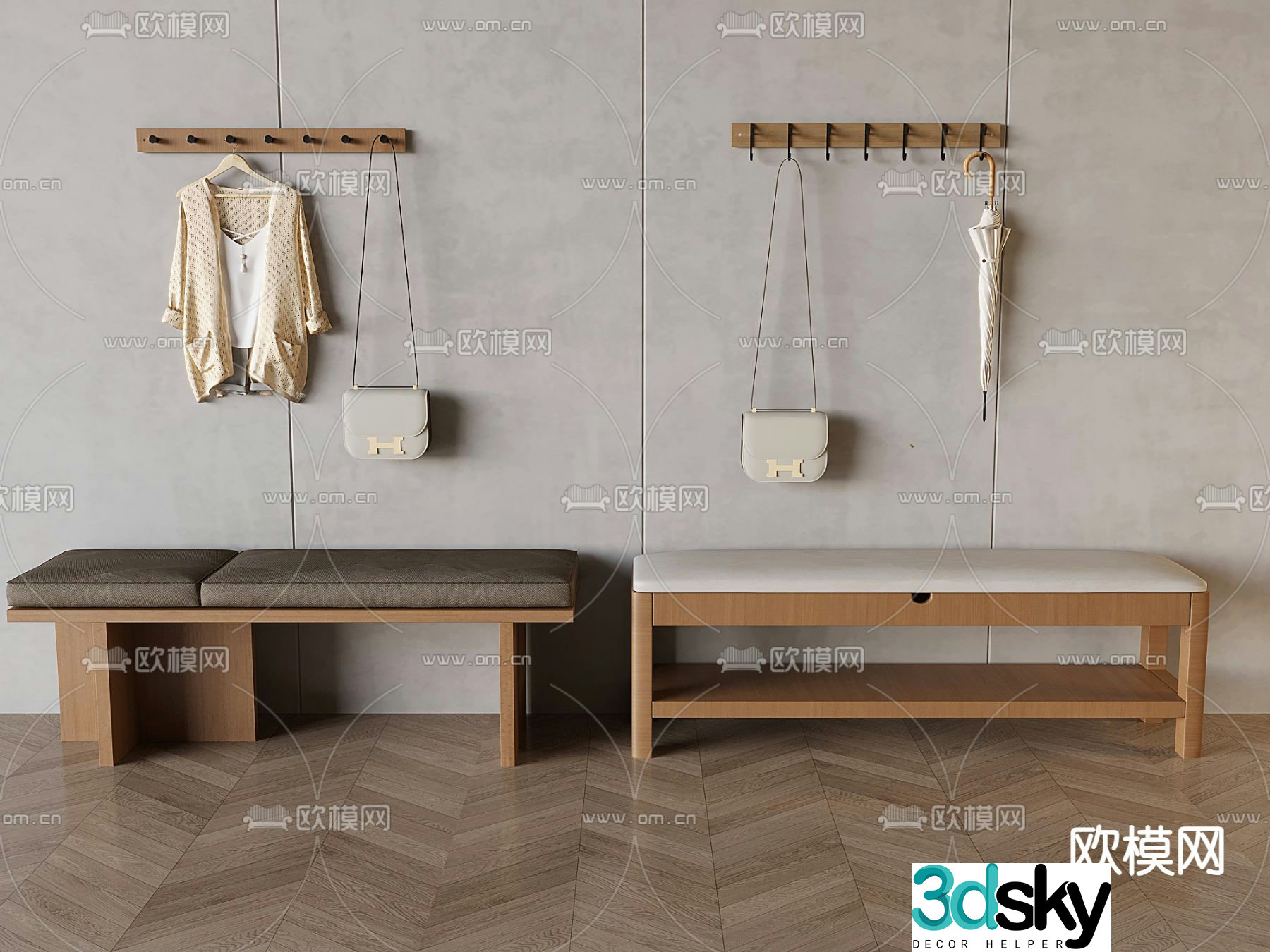 Shoe Changing Stool Bed End Stool 3D Model