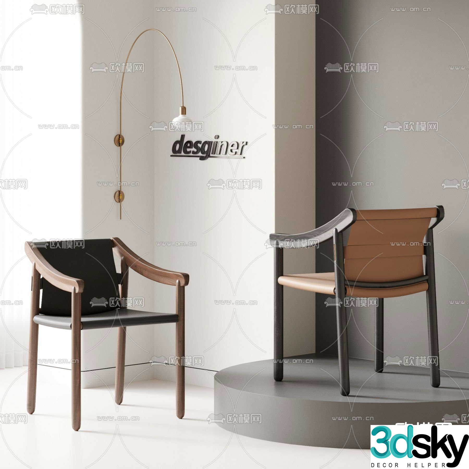 Wabi-sabi chair dining chair 3d model