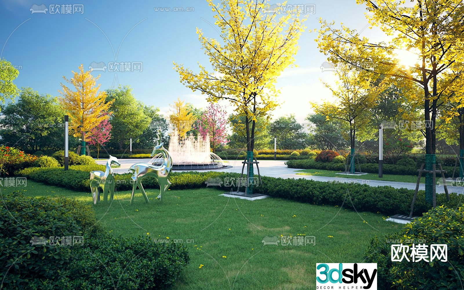Park landscape hedge shrub 3d model