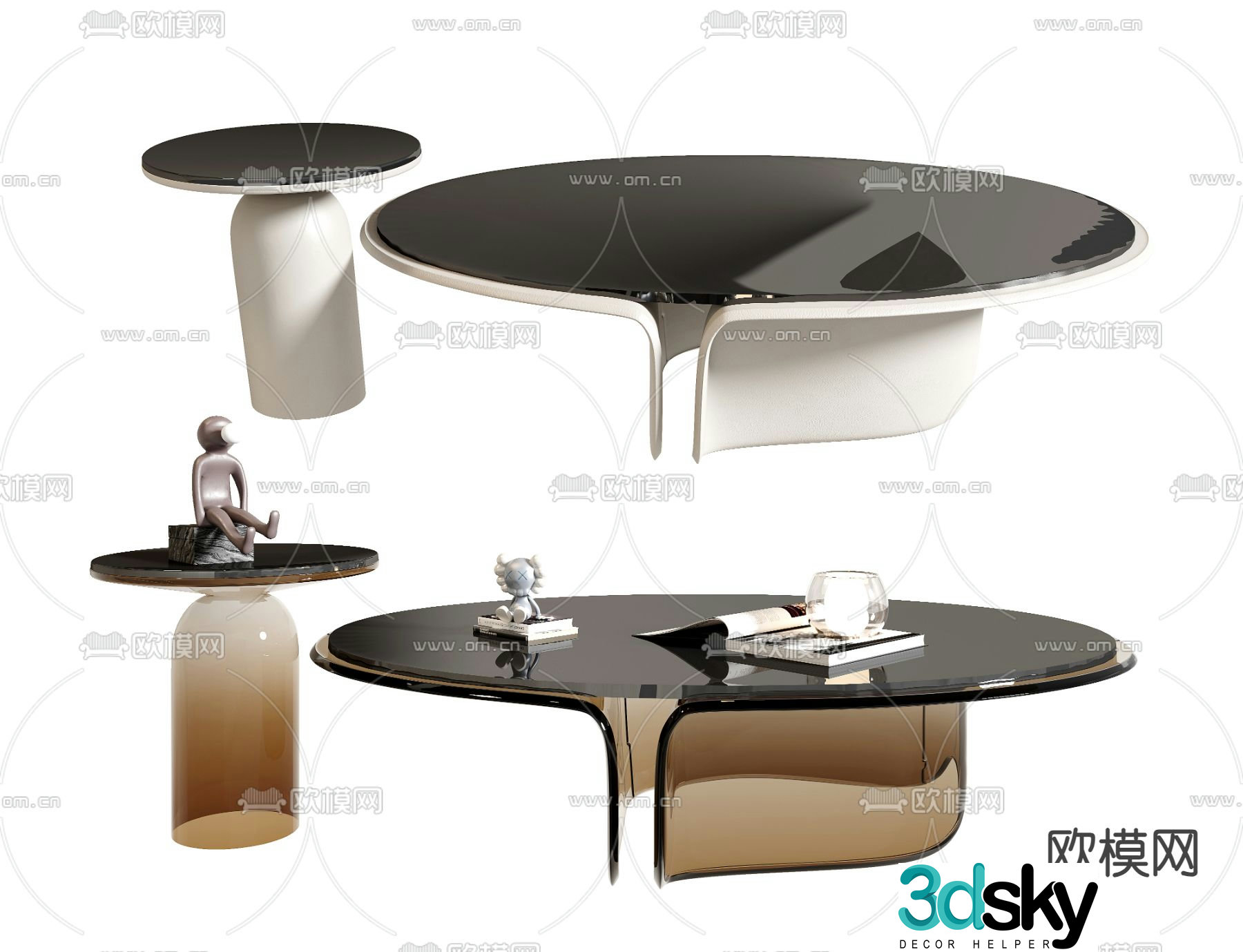 Round coffee table Mother-and-son coffee table 3D model