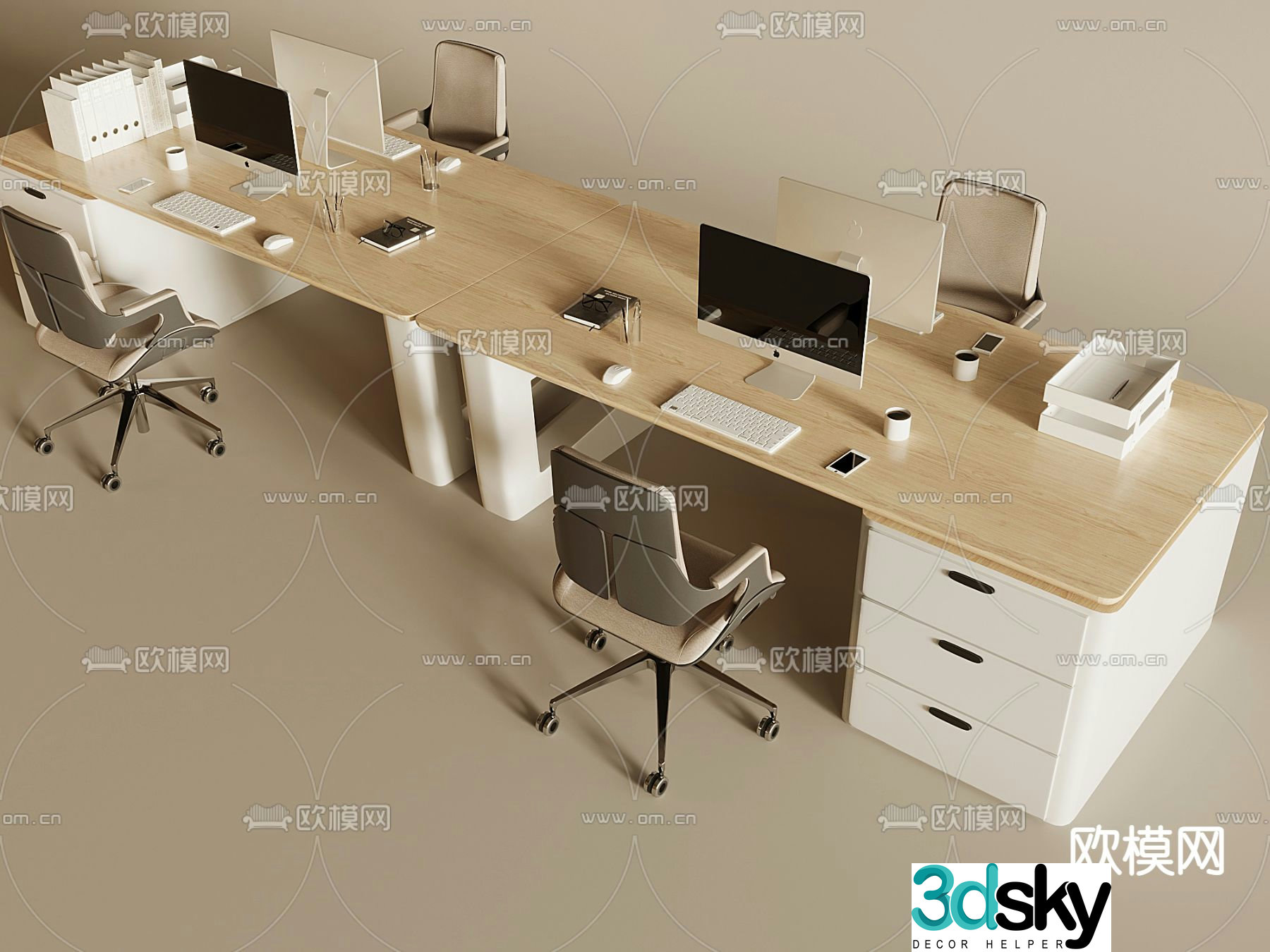 Card desk staff desk workstation 3D model