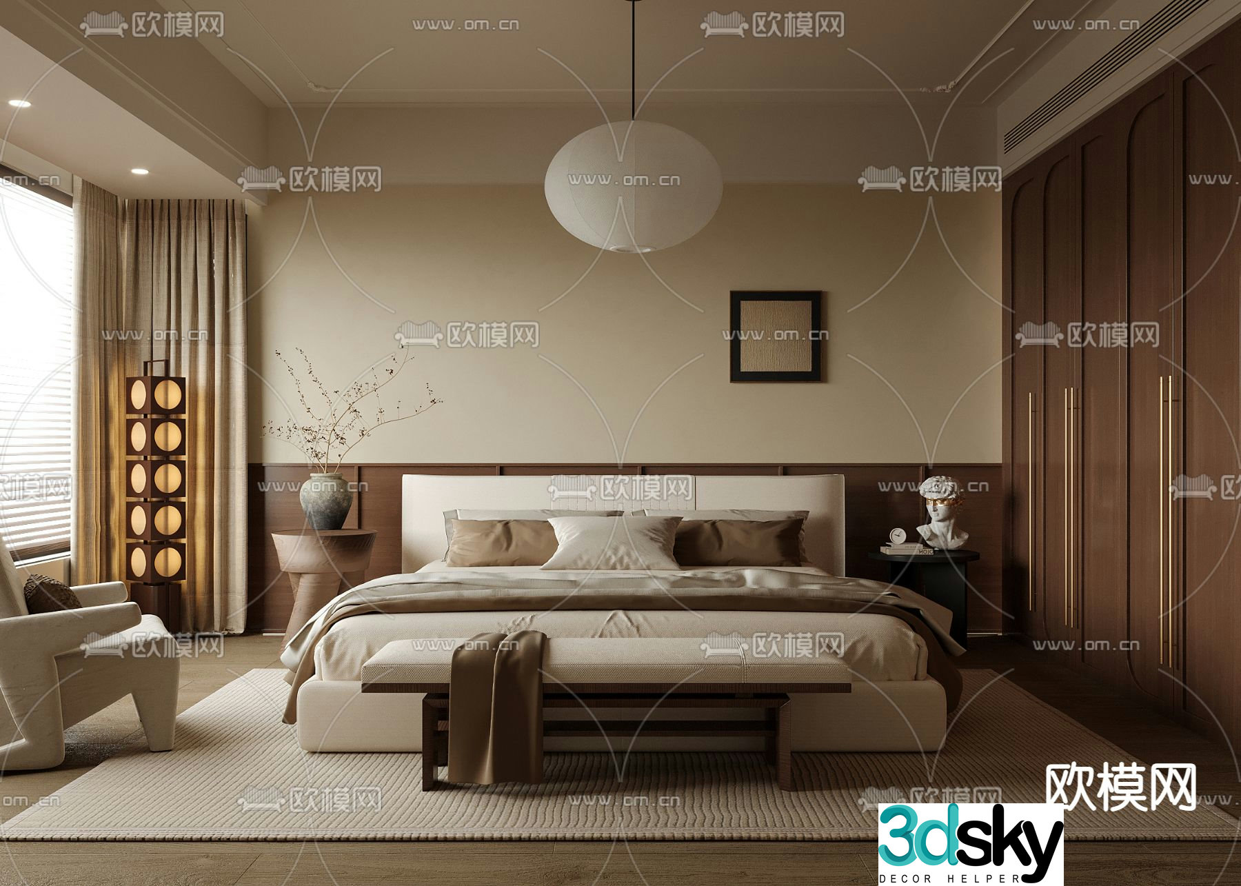 Middle style bedroom master bedroom 3D model