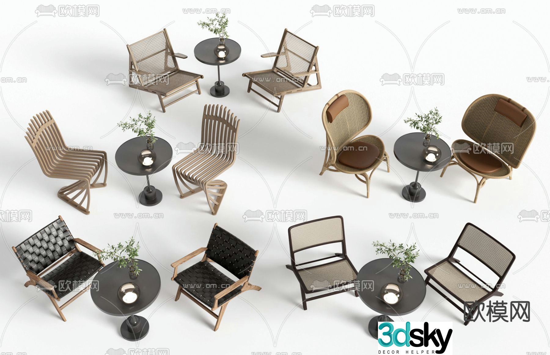 Leisure chair outdoor table and chair 3d model