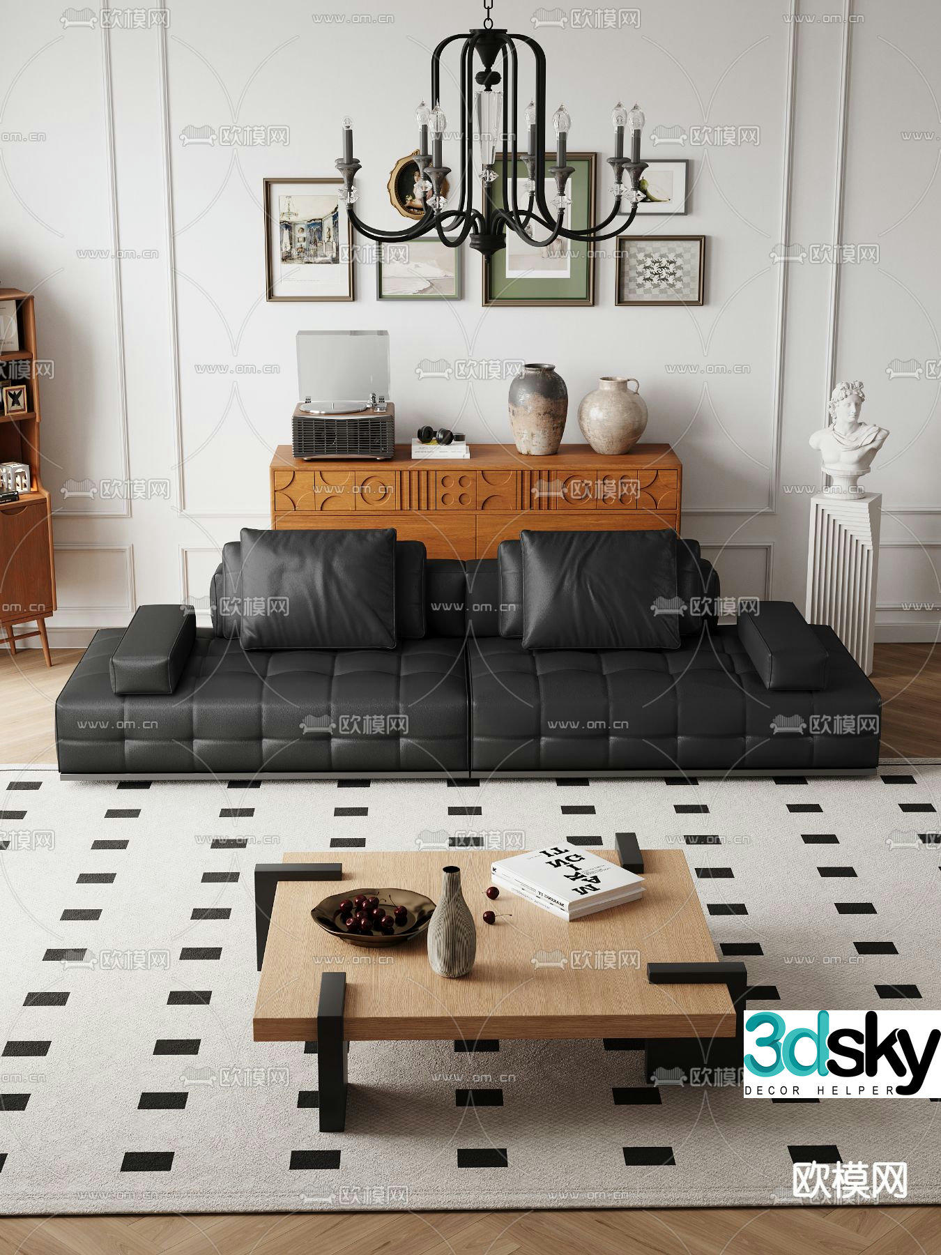 leather sofa loveseat 3d model
