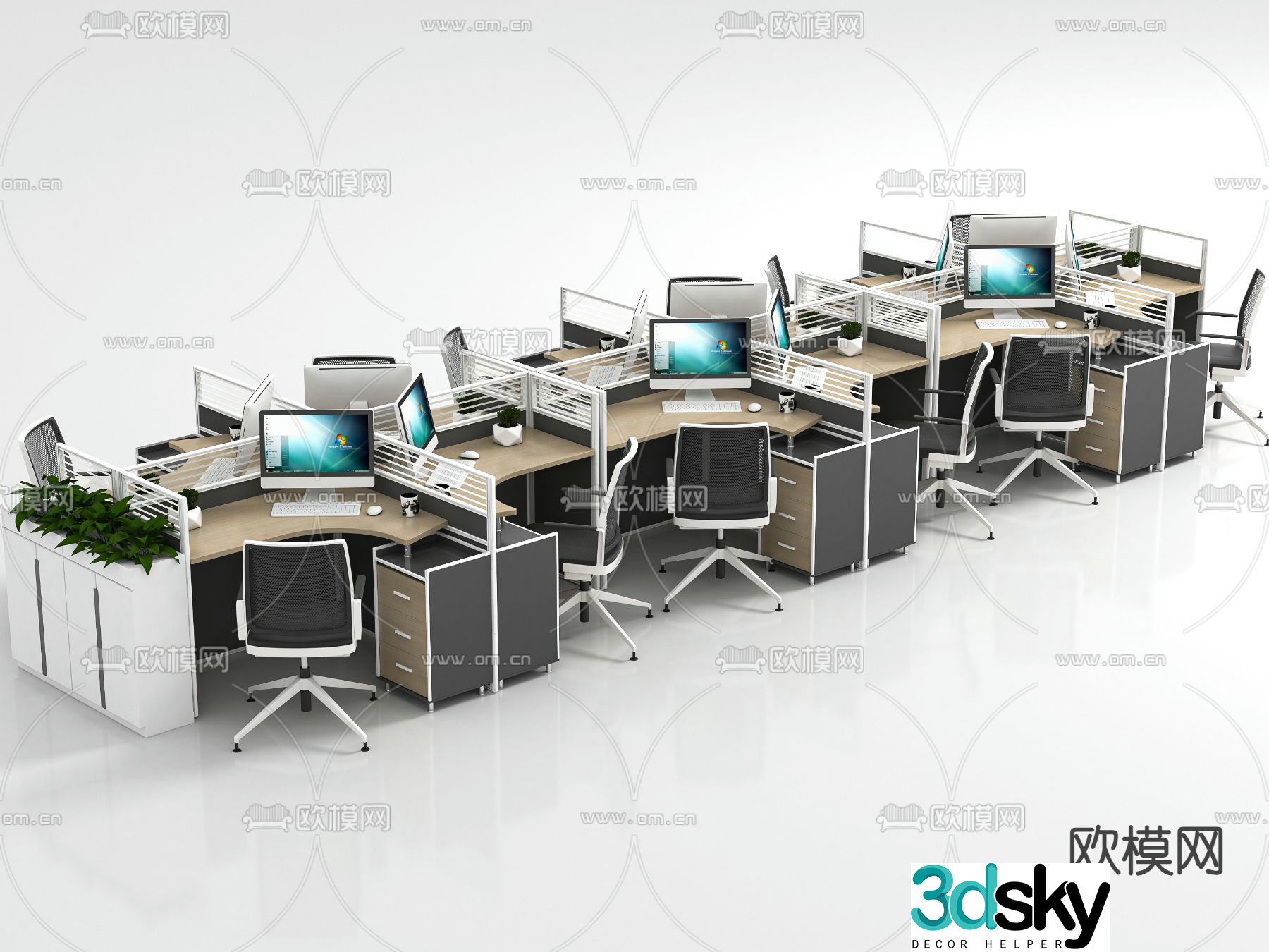 Card space desk staff table 3d model