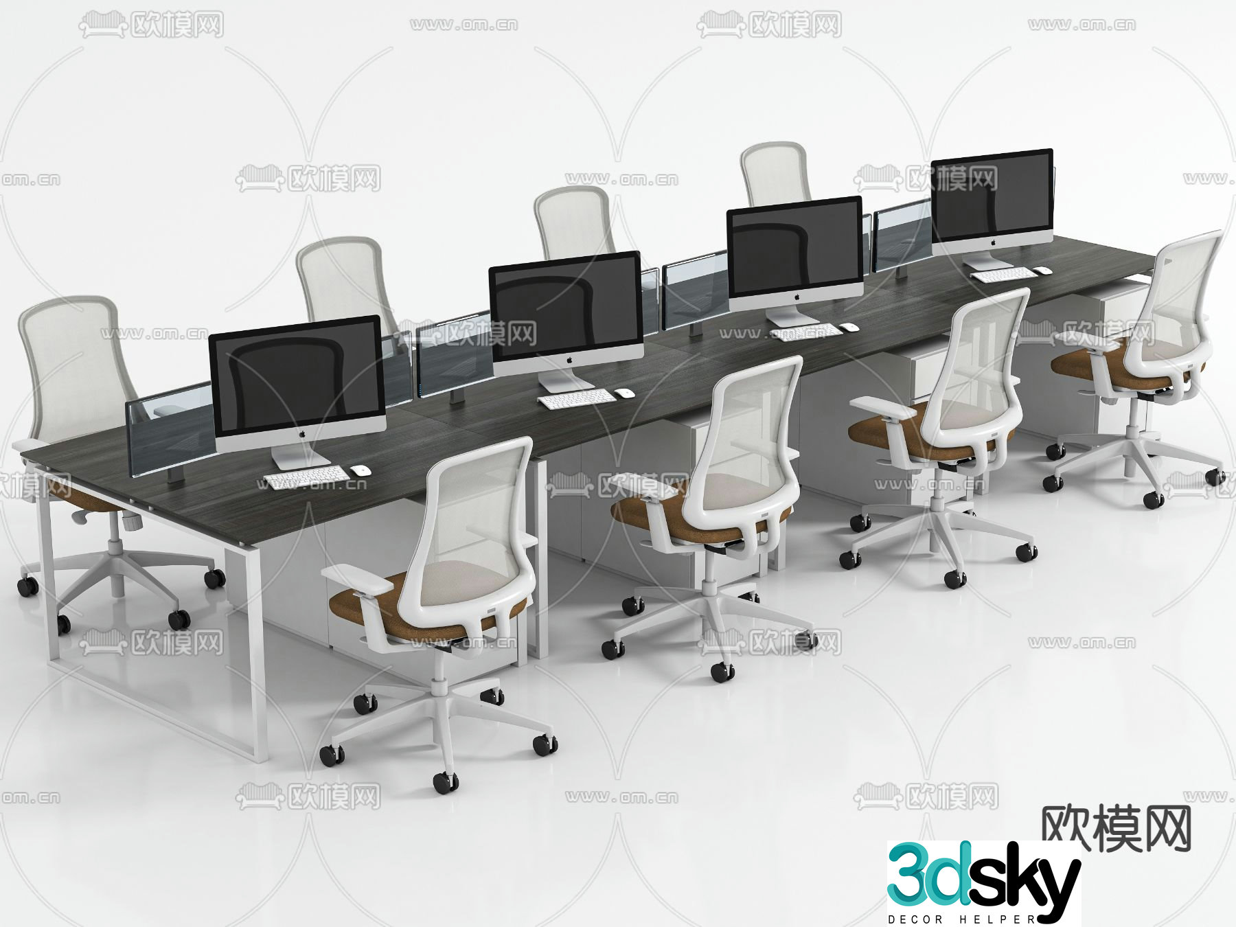 Card space desk staff table 3d model
