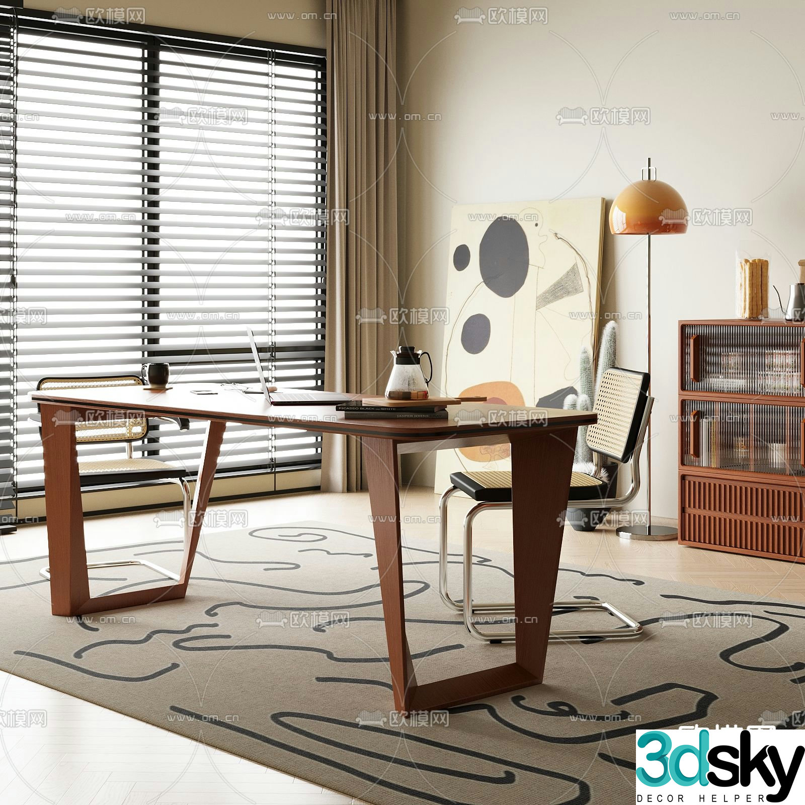 Medieval style desk computer desk 3d model