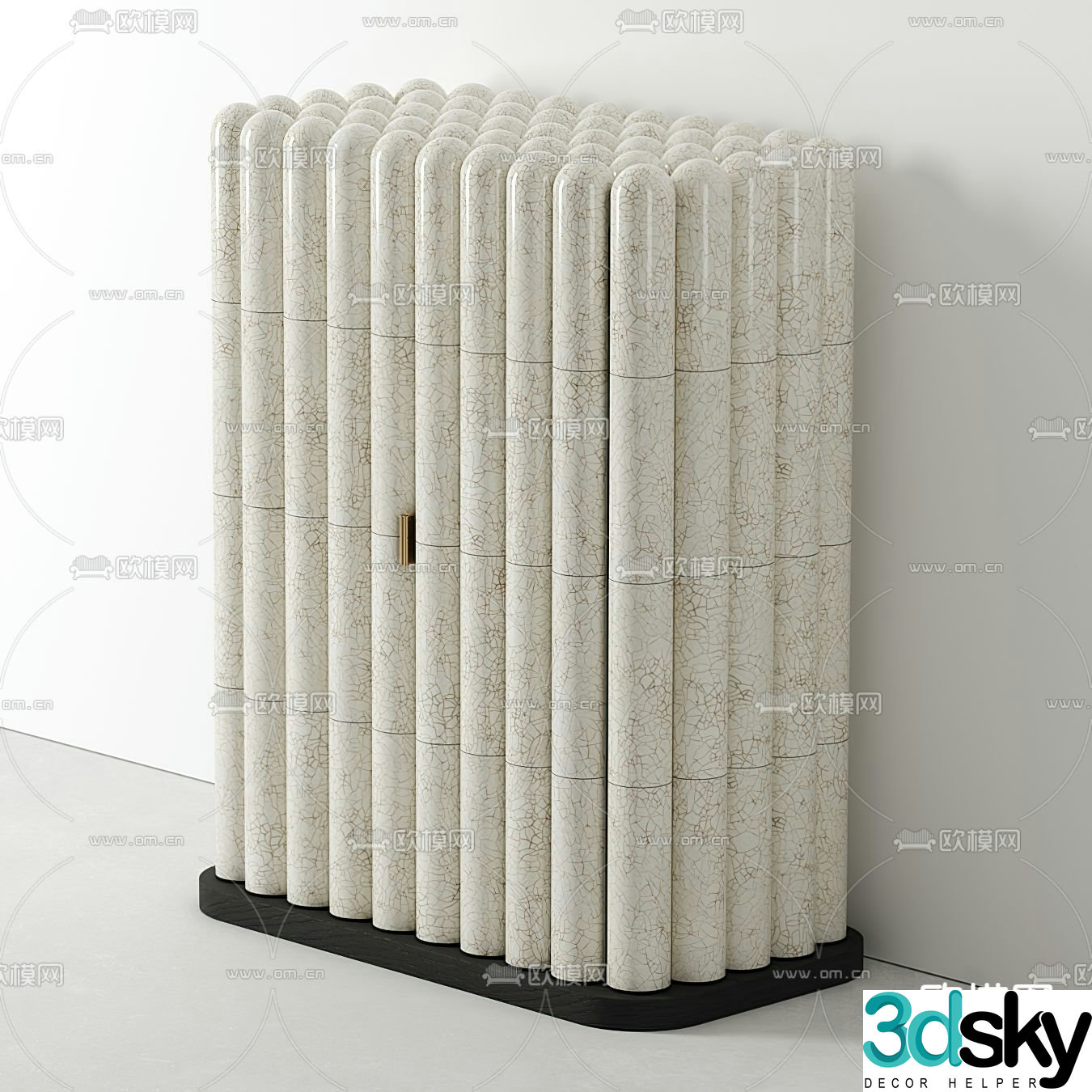 Wood stick bedside table 3d model