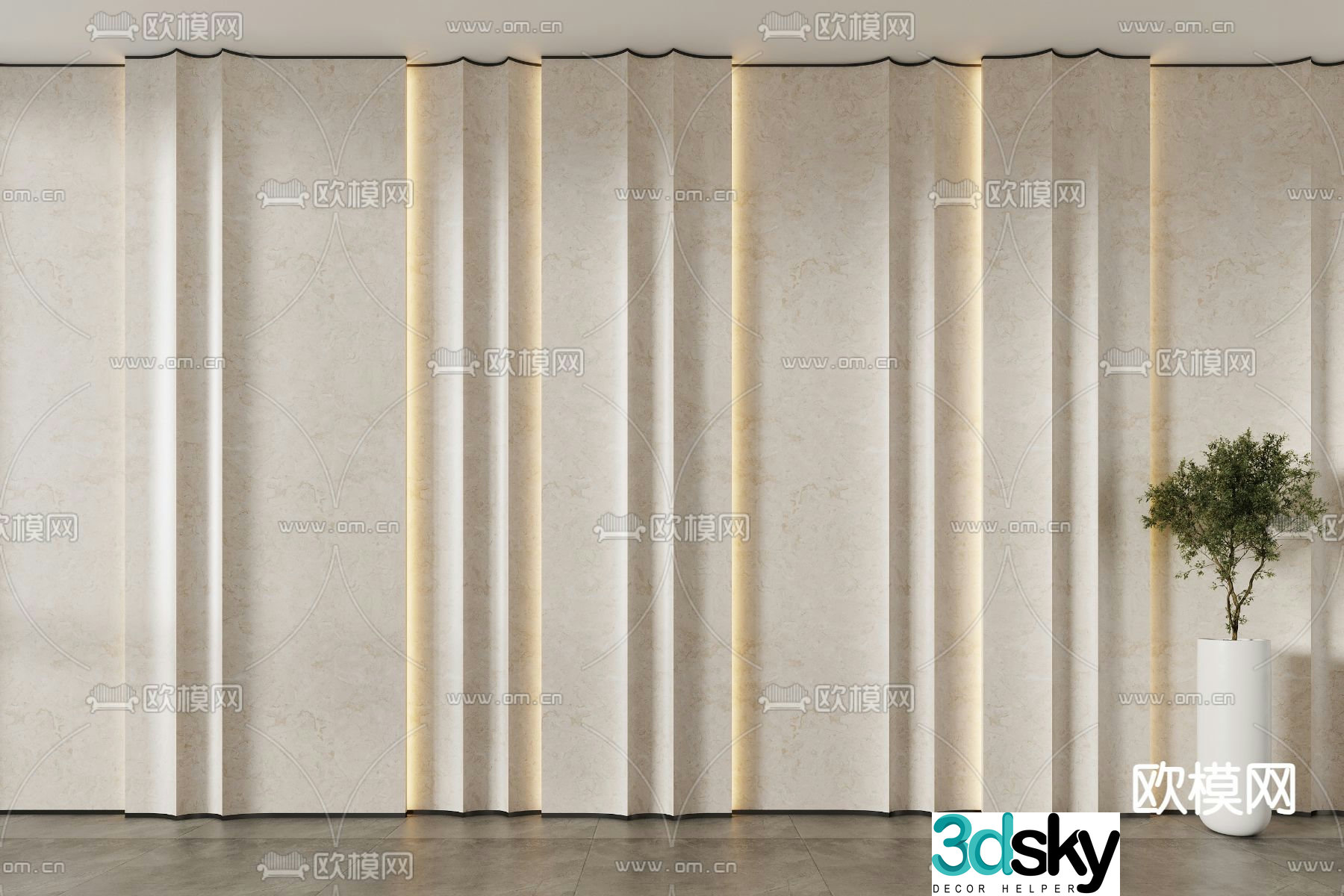 New Chinese marble background wall 3d model