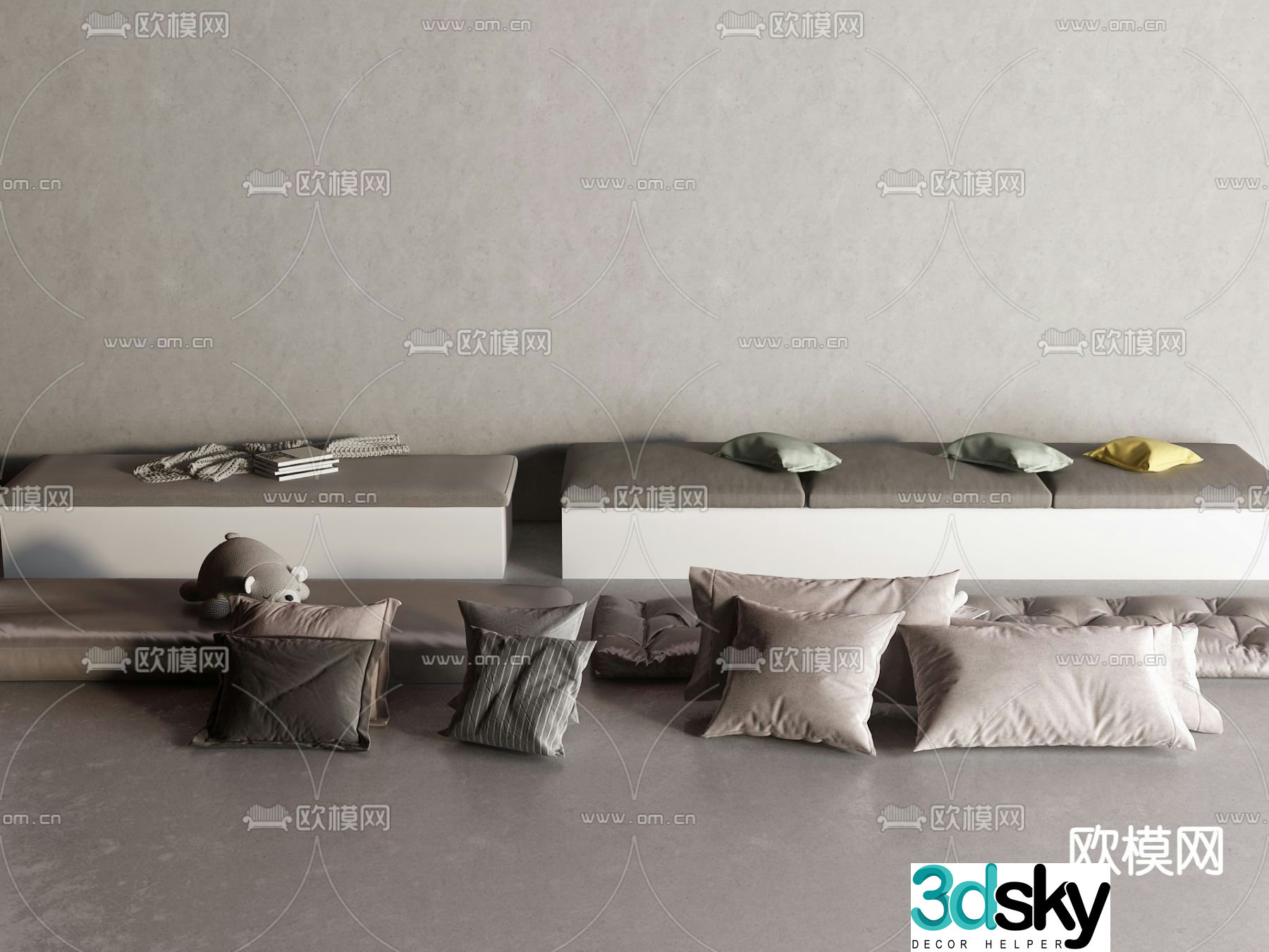 Bay window cushion seat cushion sofa cushion 3d model