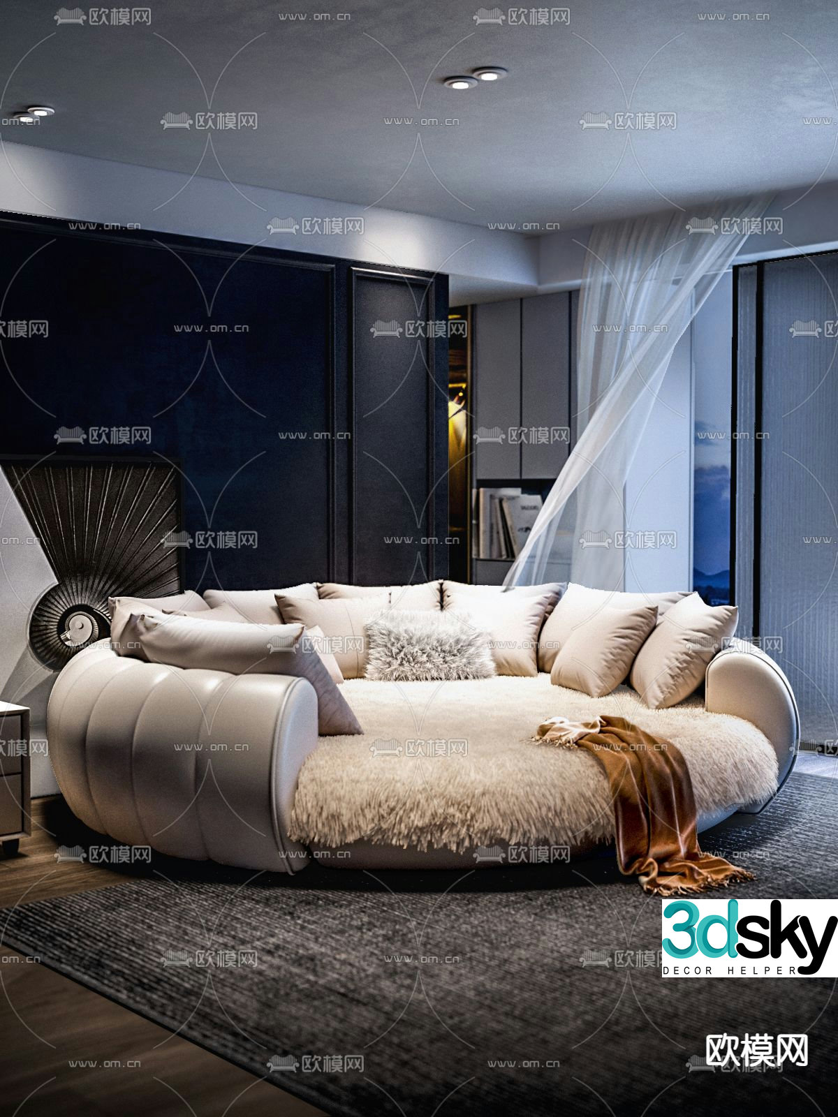 Italian round bed Seine round bed wedding bed 3D model