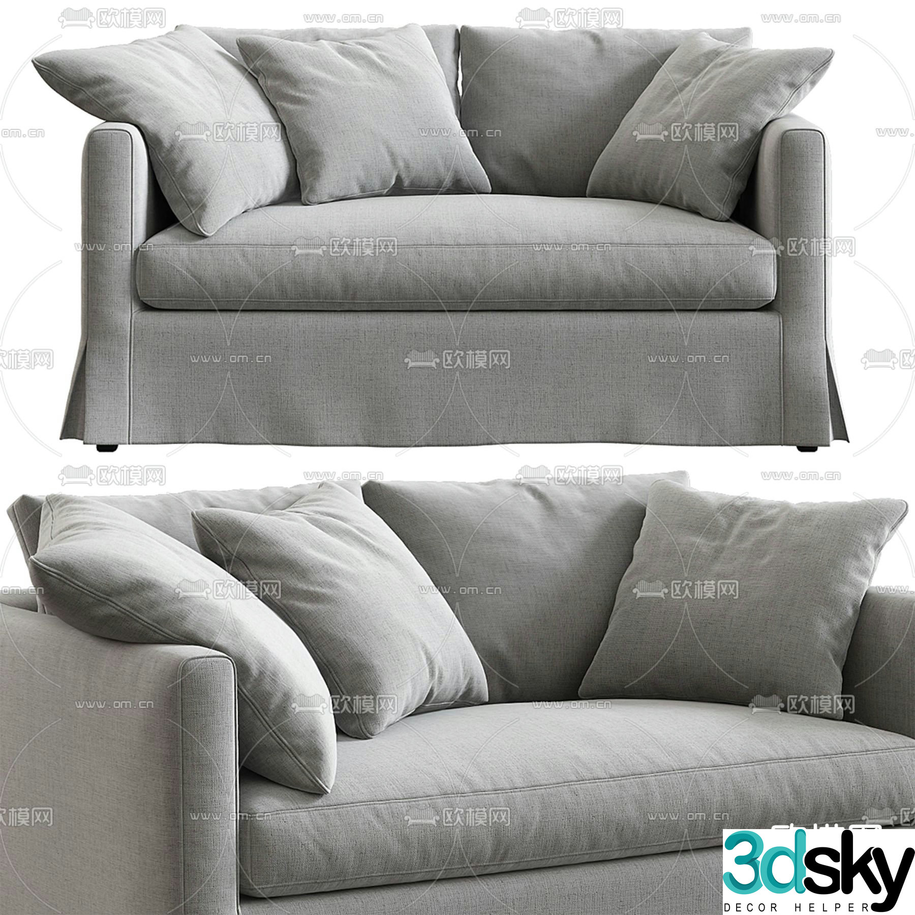Fabric sofa double sofa 3d model