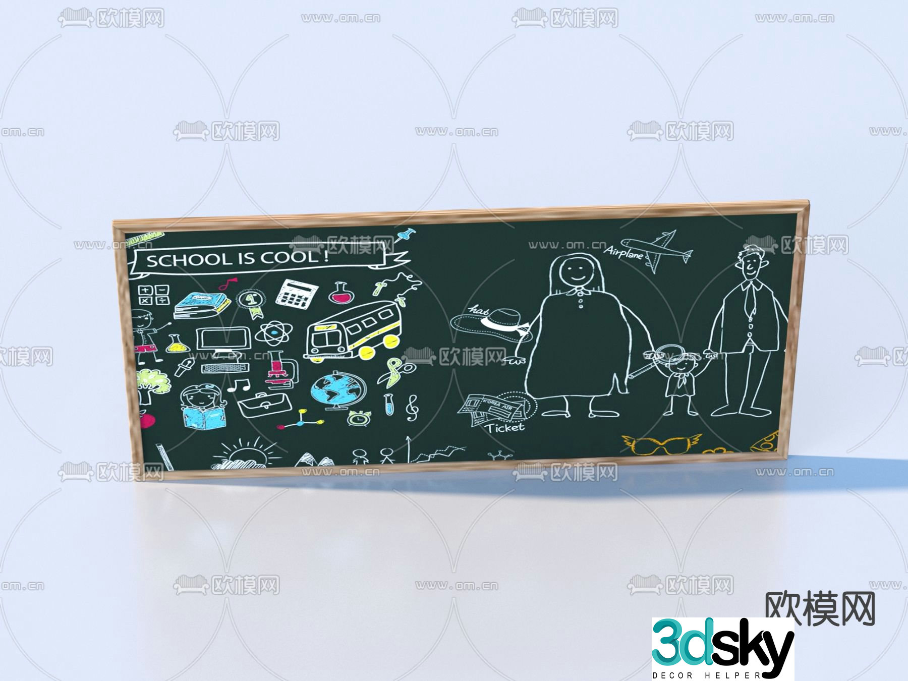Billboard shop sign blackboard graffiti wall chalk drawing small blackboard 3d model