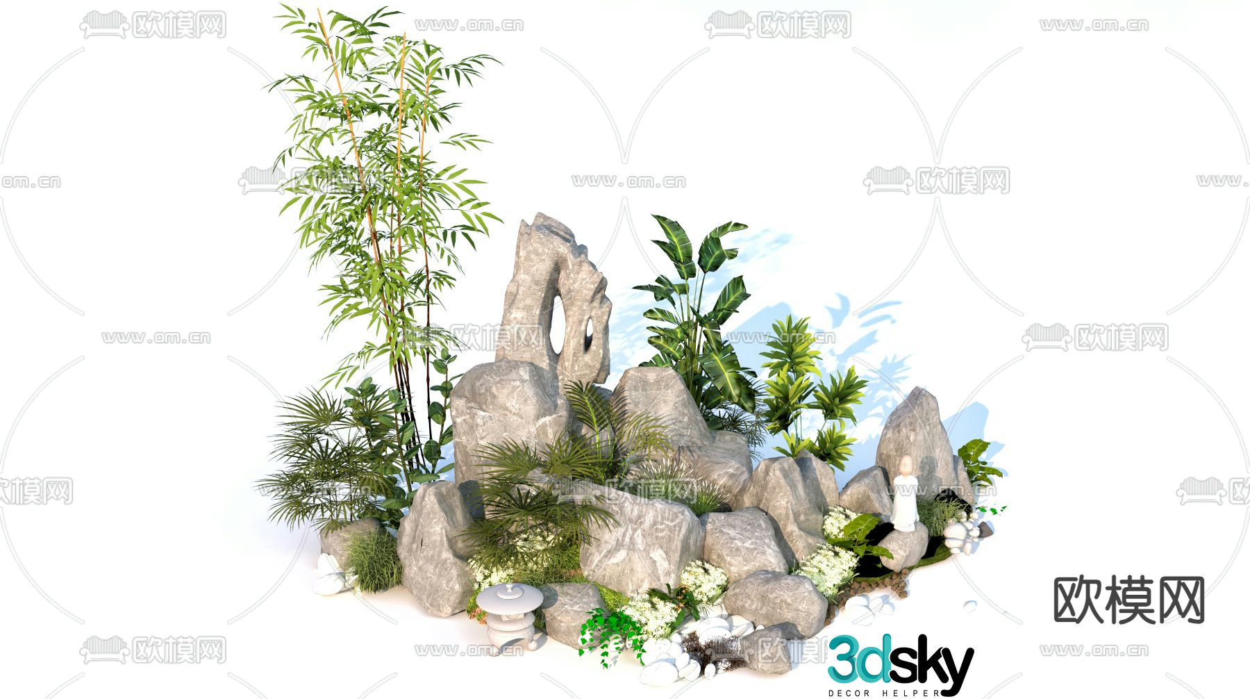 Landscape sketch rockery stone 3D model