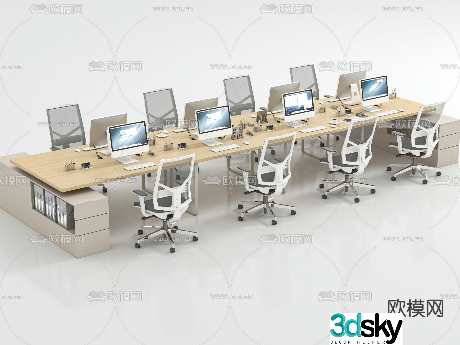 Card space desk staff table 3d model