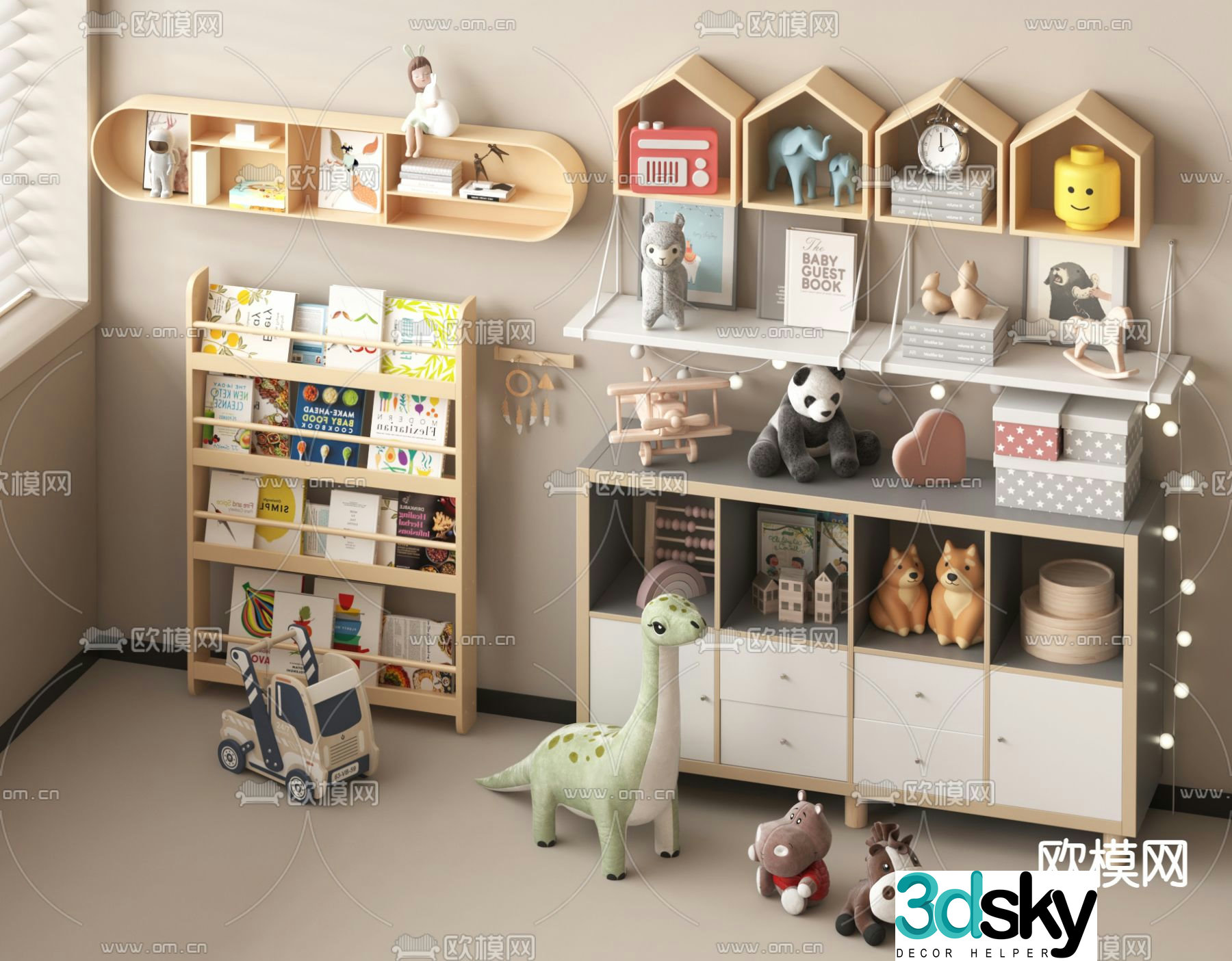 Children’s bookcase shelf 3d model