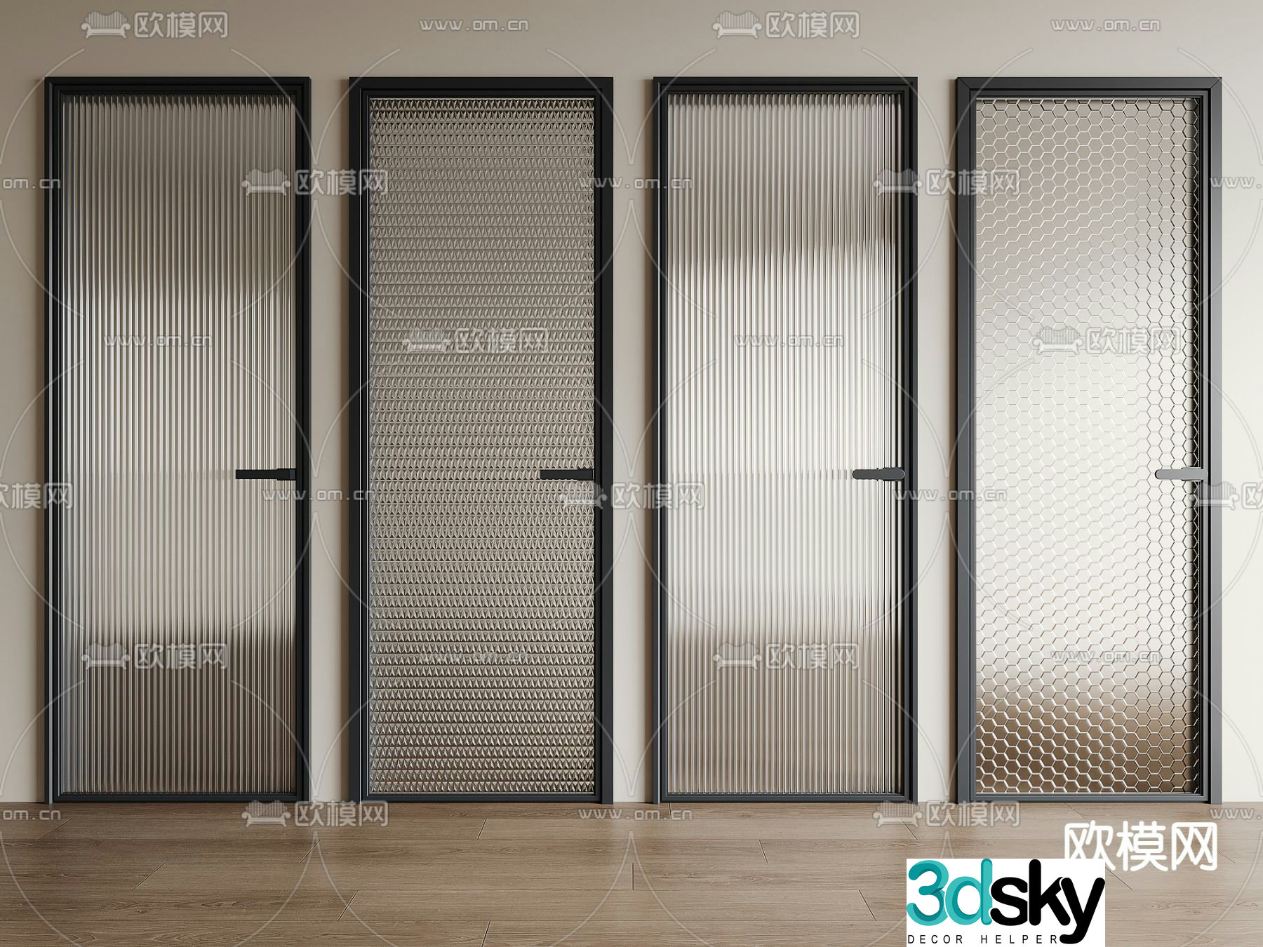 Changhong Glass Door Kitchen and Bathroom Door 3D Model