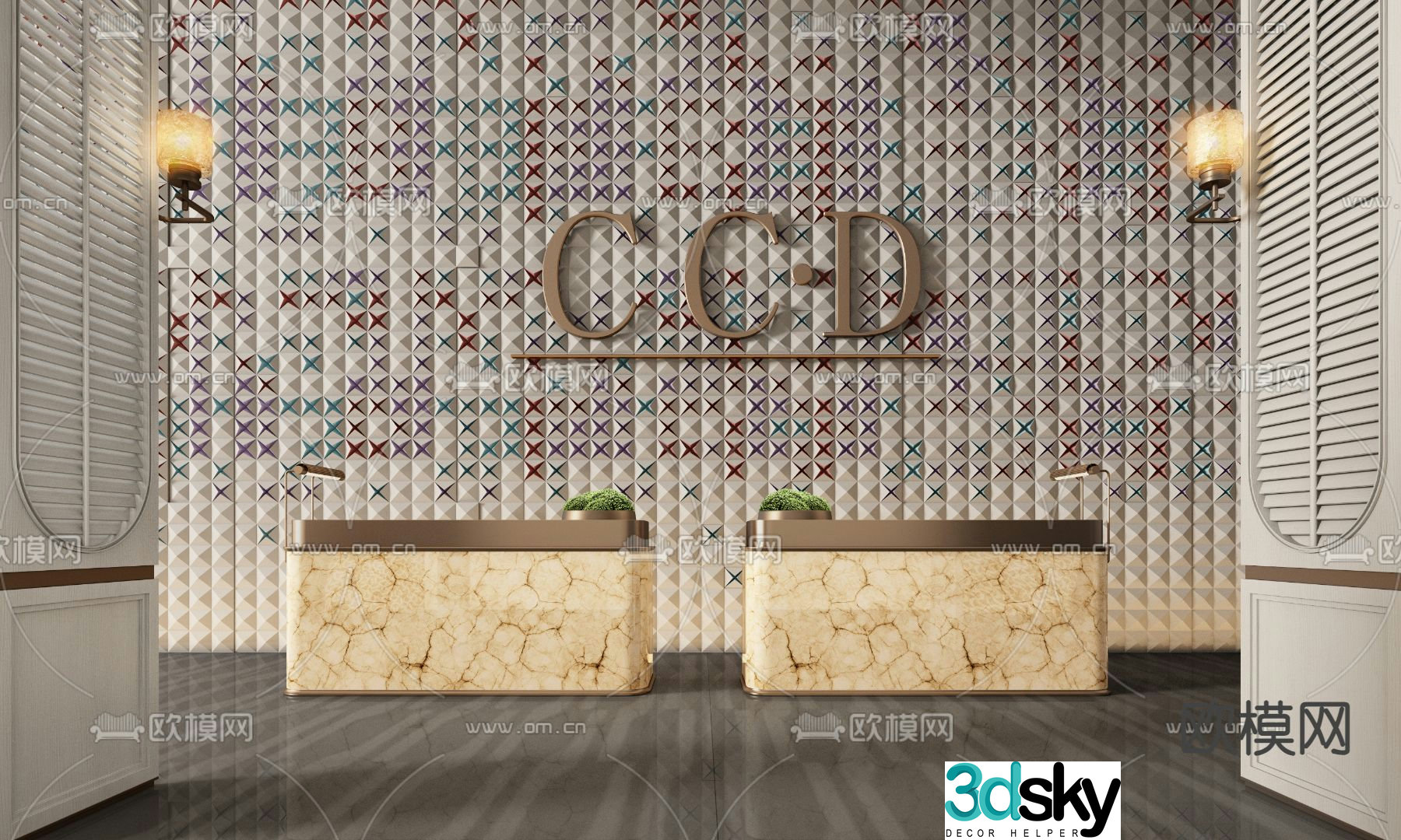 CCD front desk reception desk service desk 3d model