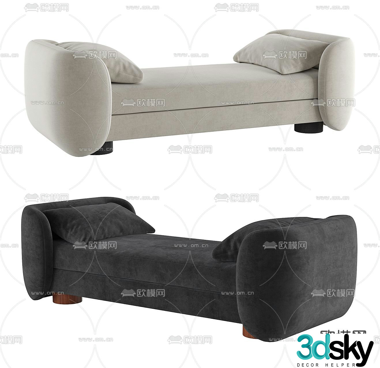 Sofa stool bed end stool footrest 3d model